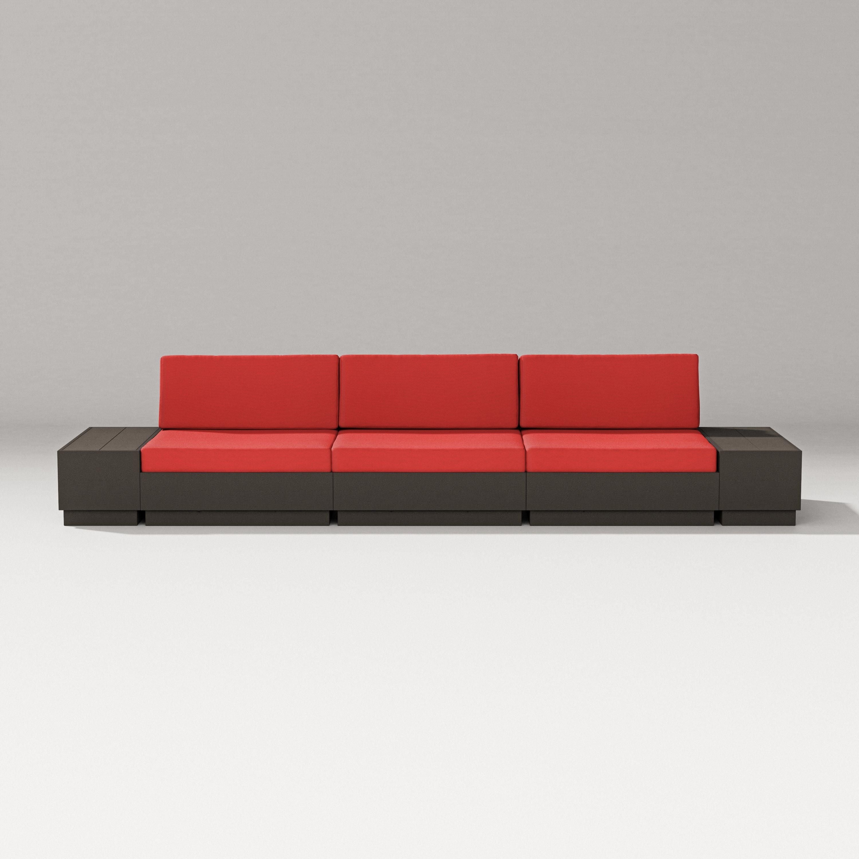 PW Designer Series Elevate Straight Sectional in Vintage Coffee / Crimson Linen