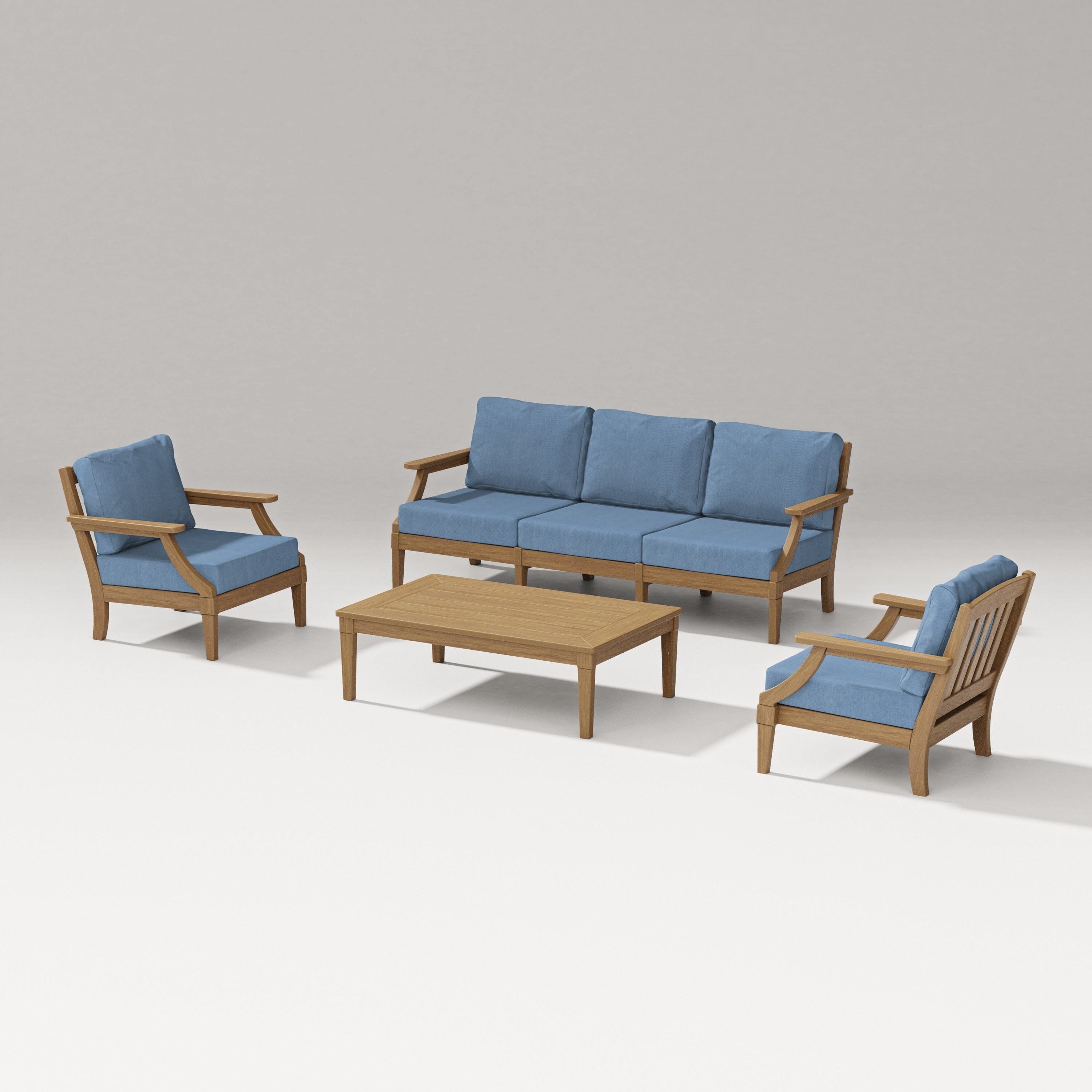 PW Designer Series Estate 4-Piece Lounge Sofa Set in Natural / Sky Blue