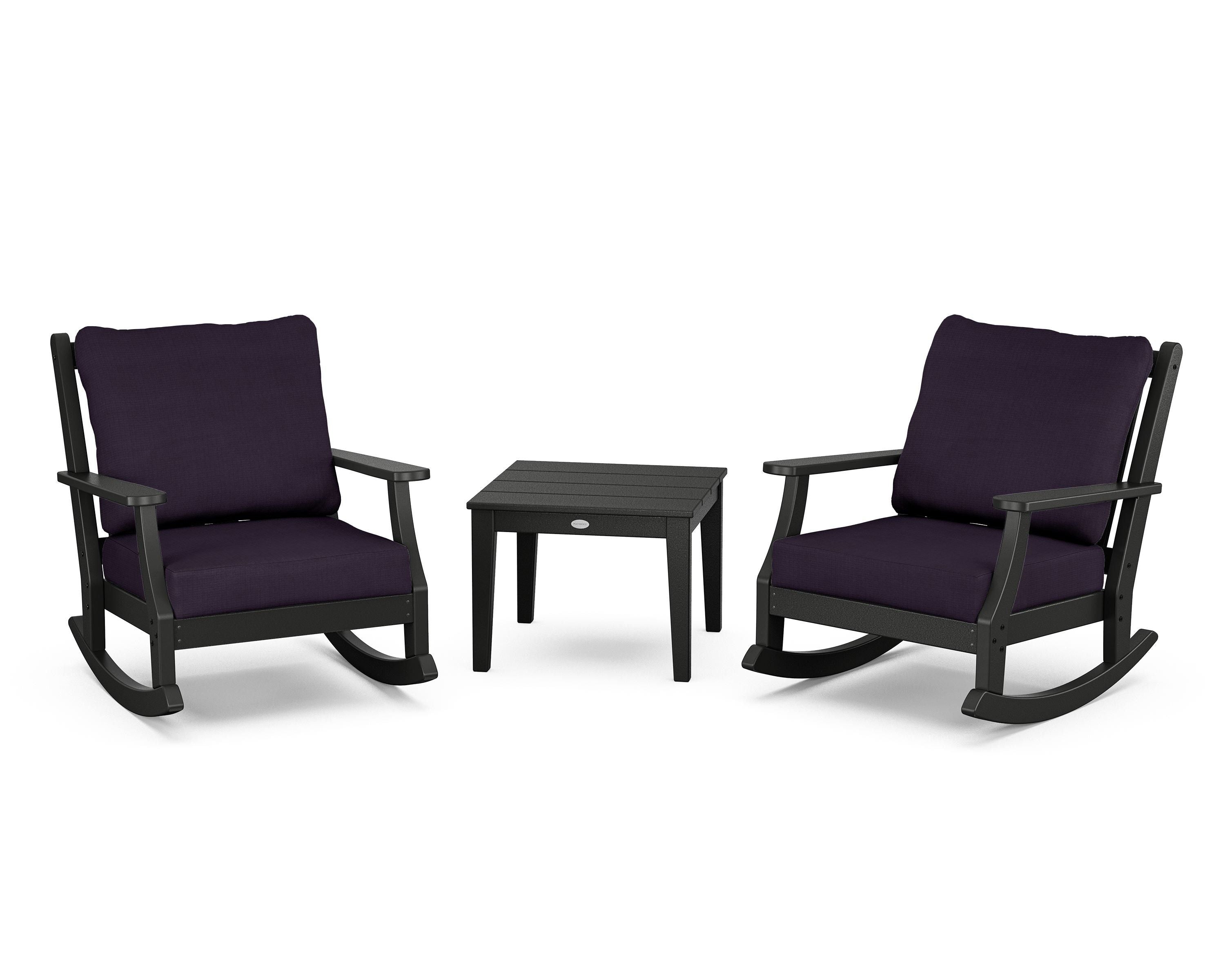 Country Living Wovendale 3-Piece Deep Seating Rocker Set in Black / Navy Linen