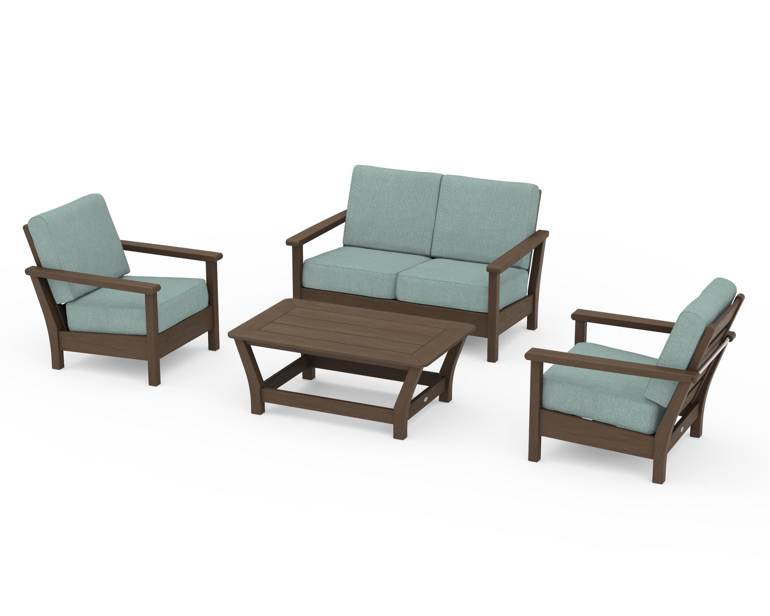POLYWOOD Harbour 4-Piece Deep Seating Set in Kona / Glacier Spa