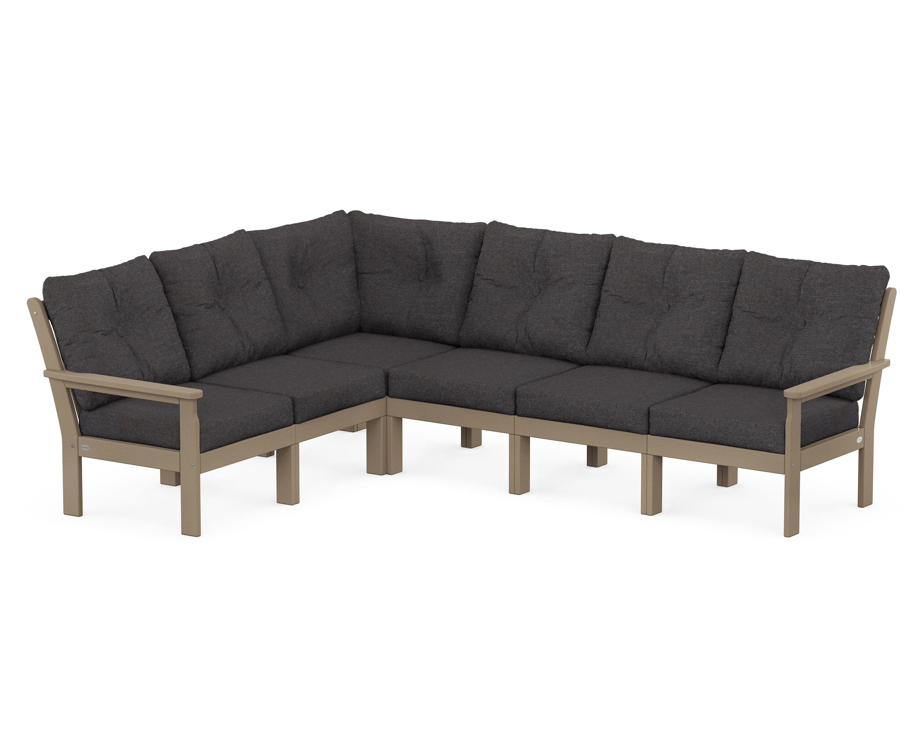 POLYWOOD Vineyard 6-Piece Sectional in Vintage Sahara / Ash Charcoal