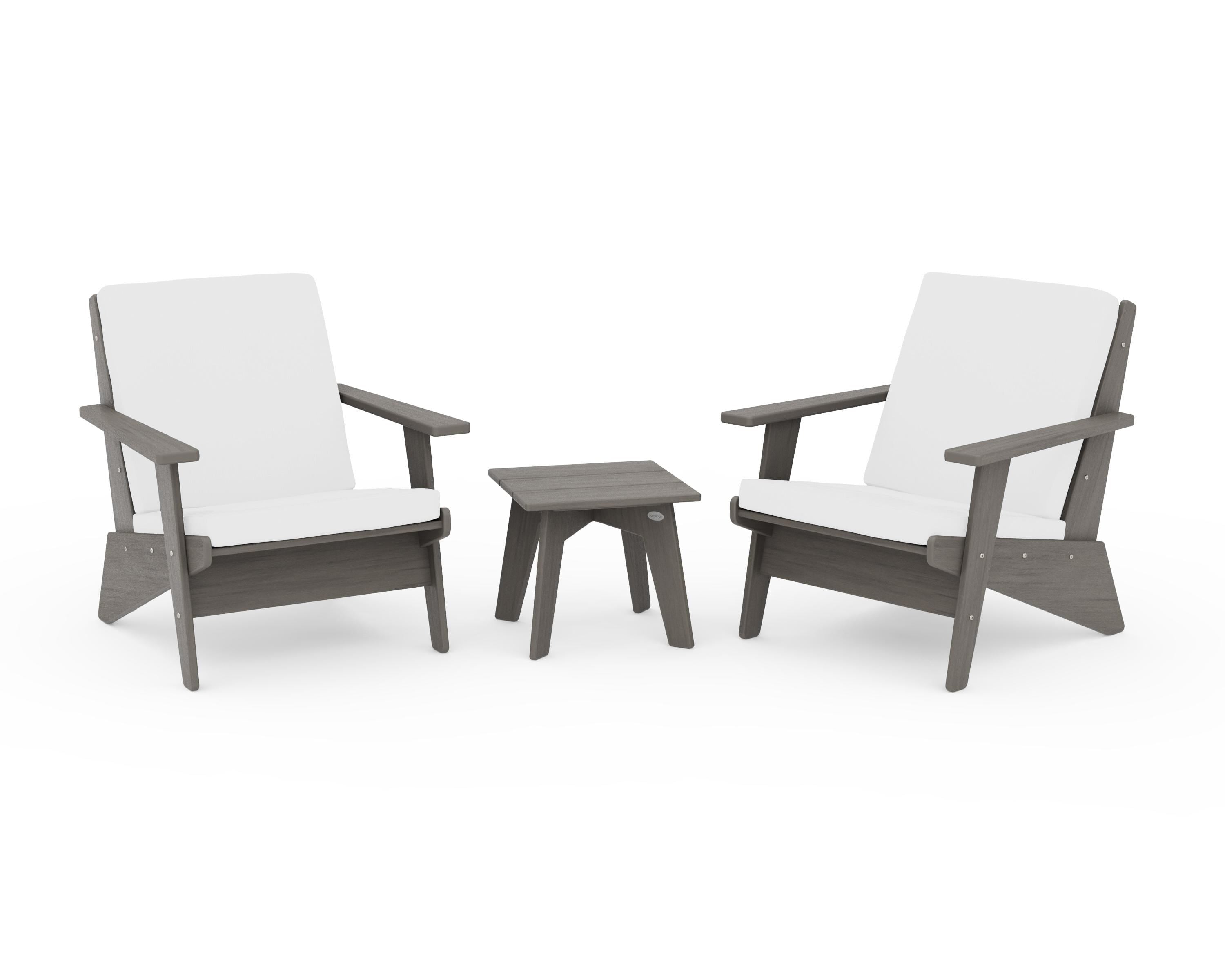 POLYWOOD Riviera Modern Lounge 3-Piece Set in Driftwood / Natural