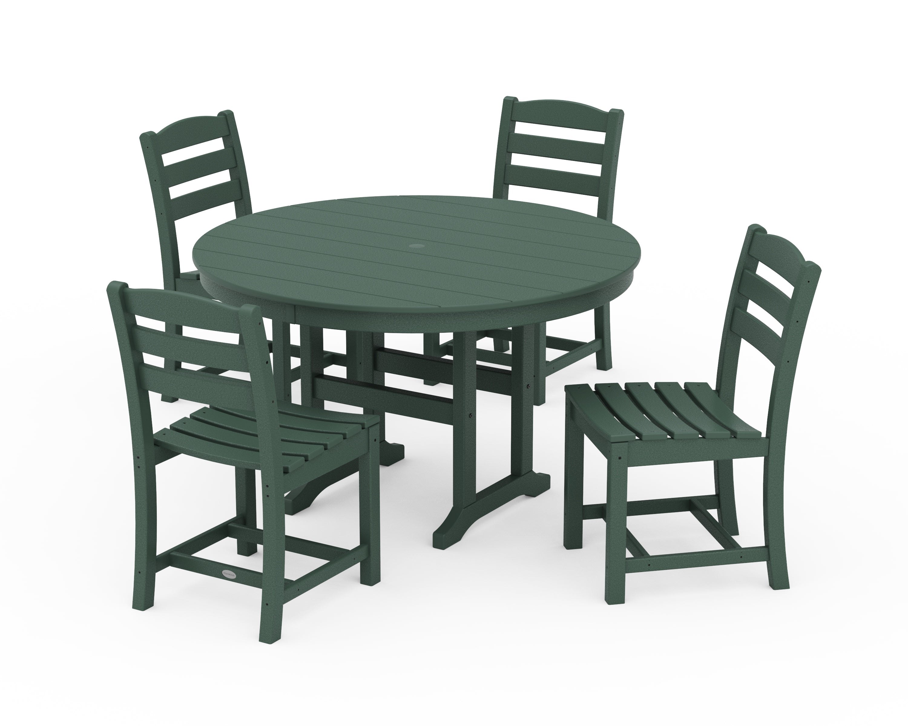 POLYWOOD La Casa Café Side Chair 5-Piece Round Farmhouse Dining Set in Green
