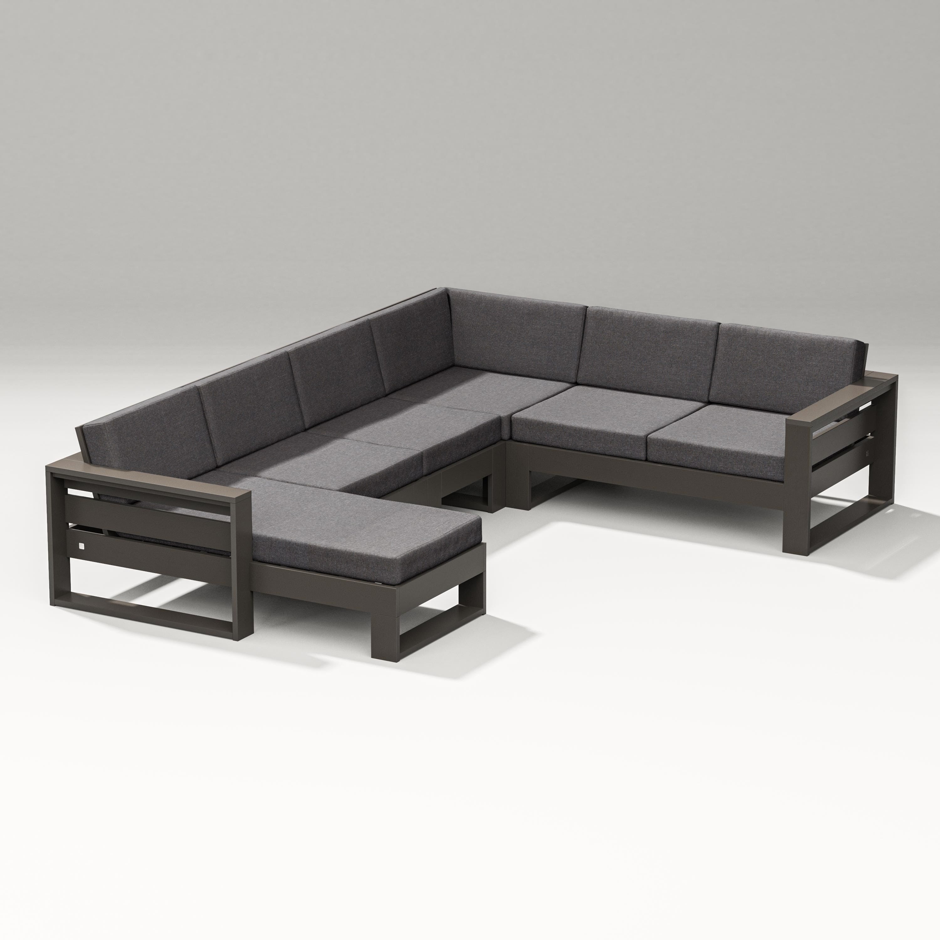PW Designer Series Latitude Corner Sectional with Left Chaise in Vintage Coffee / Ash Charcoal