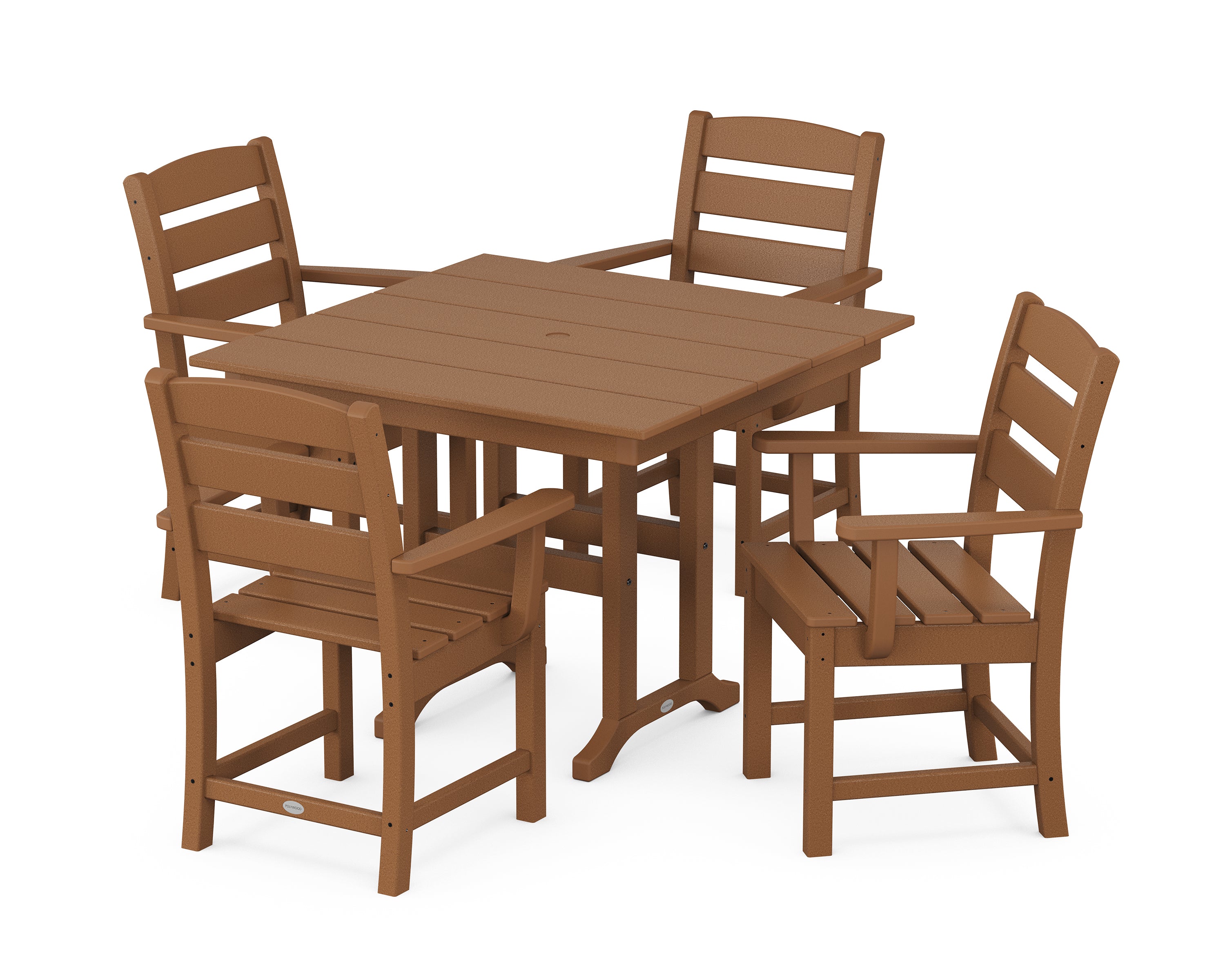 POLYWOOD Lakeside 5-Piece Farmhouse Dining Set in Teak