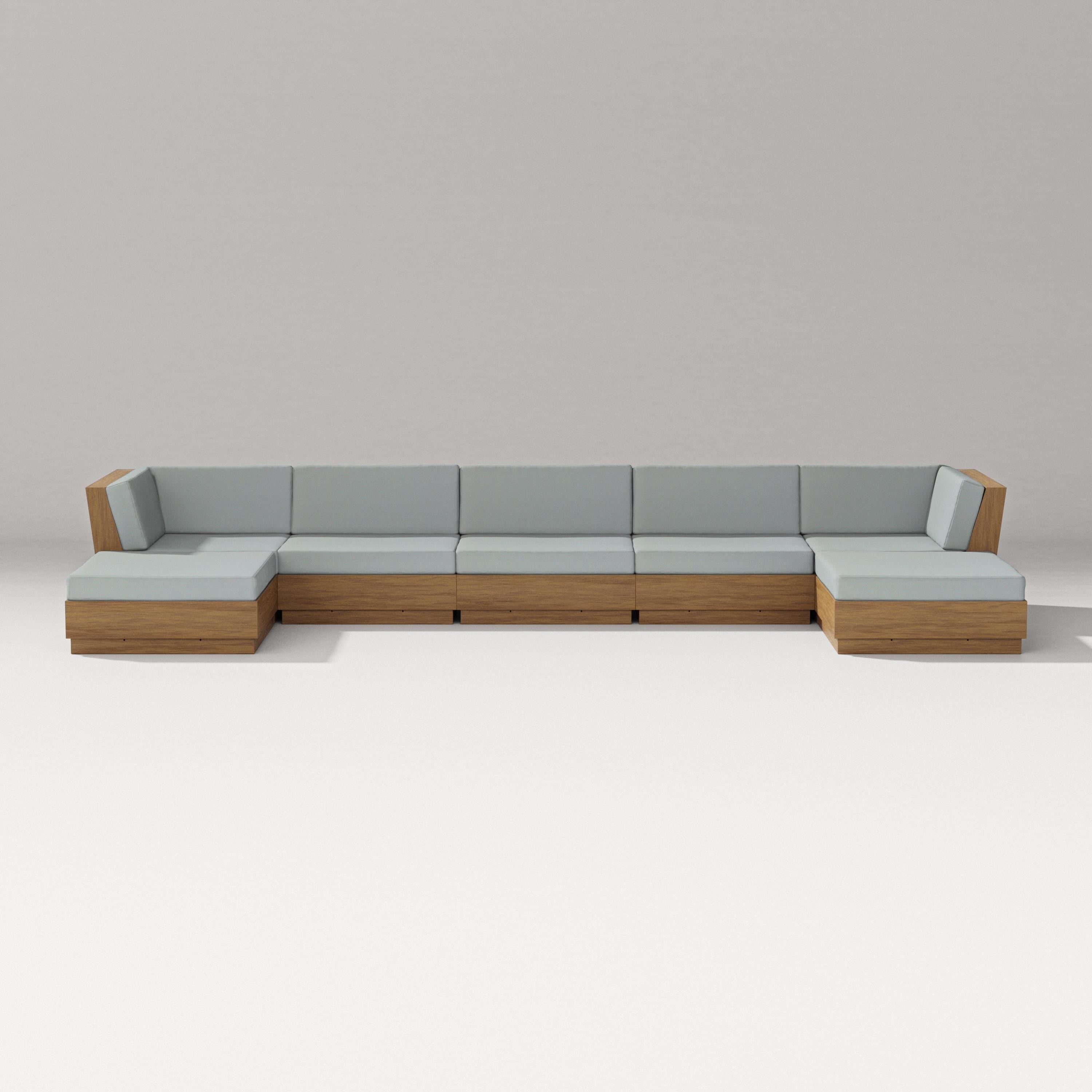 PW Designer Series Elevate 7-Piece Double Chaise Sectional in Natural / Spa