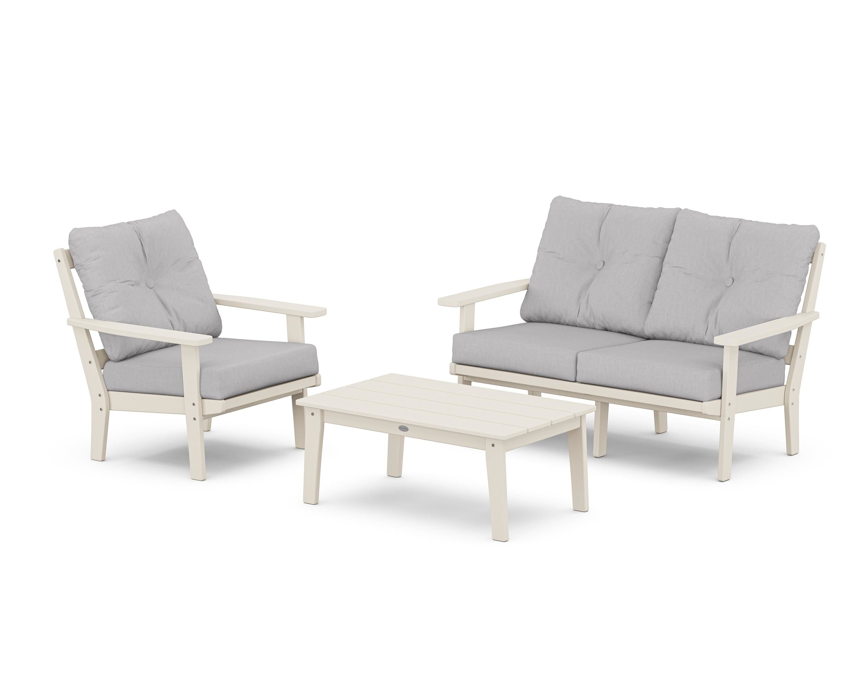 POLYWOOD Prairie 3-Piece Deep Seating Set with Loveseat in Sand / Granite