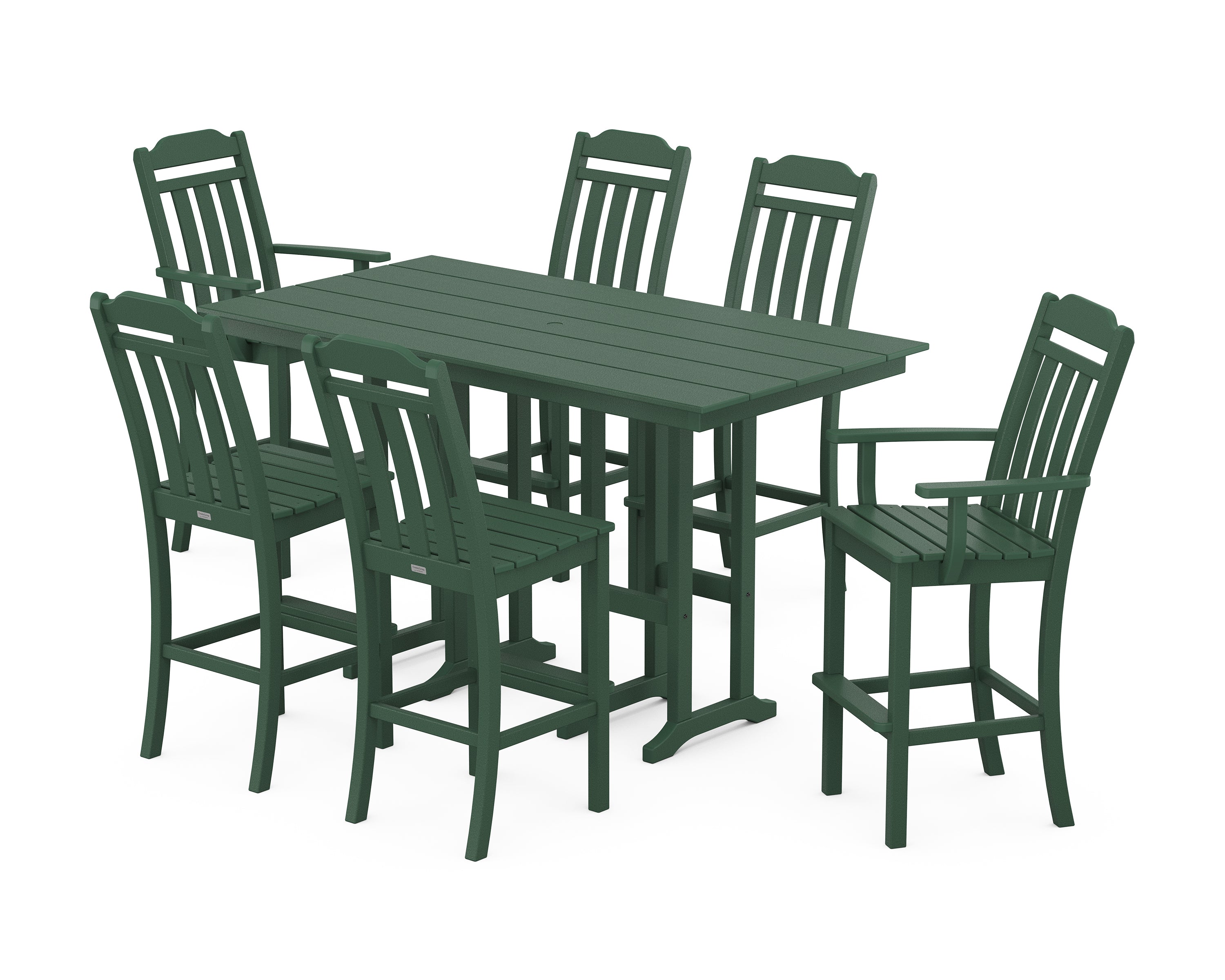 POLYWOOD Country Living 7-Piece Farmhouse Bar Set in Green