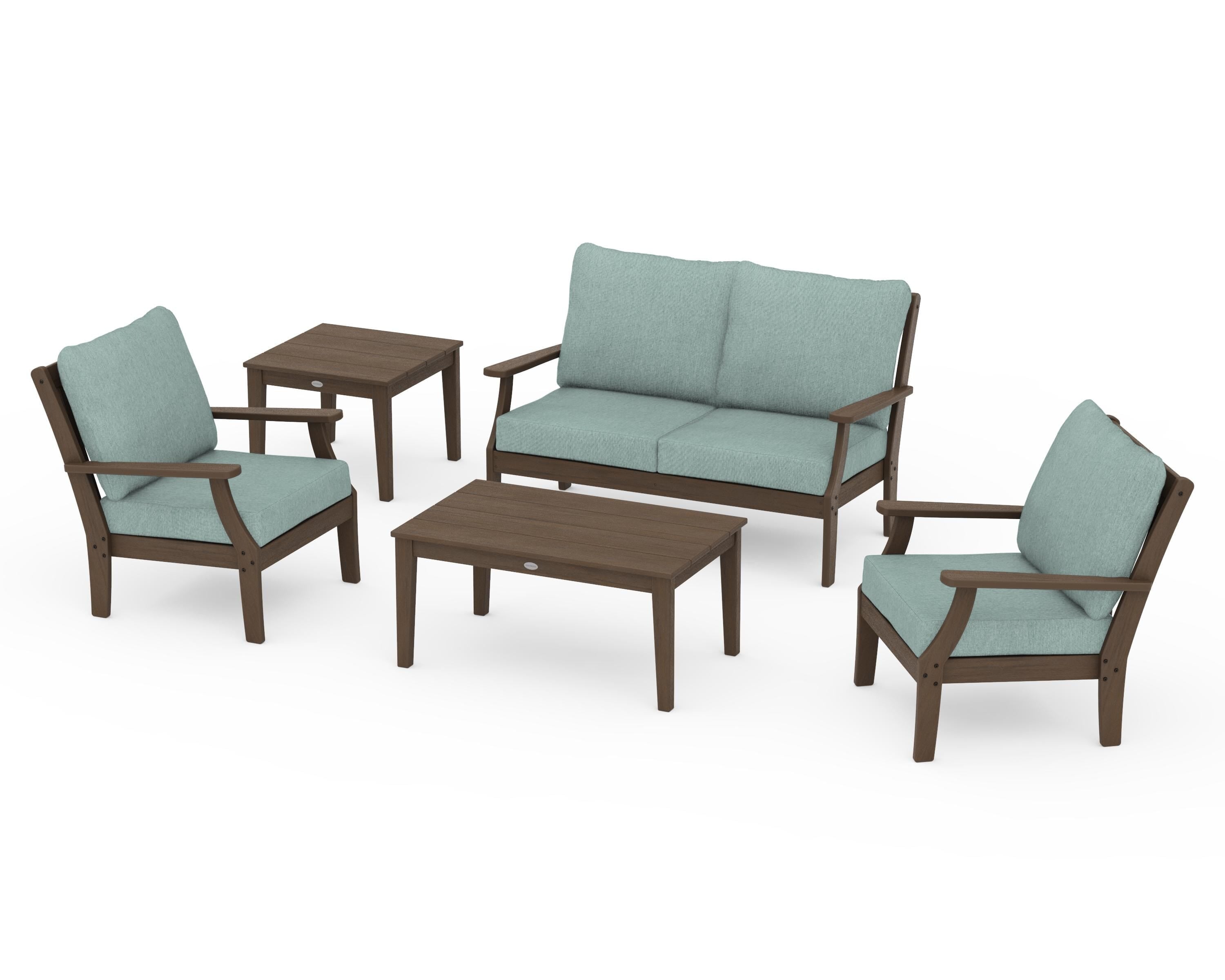 POLYWOOD Braxton 5-Piece Deep Seating Set in Kona / Glacier Spa