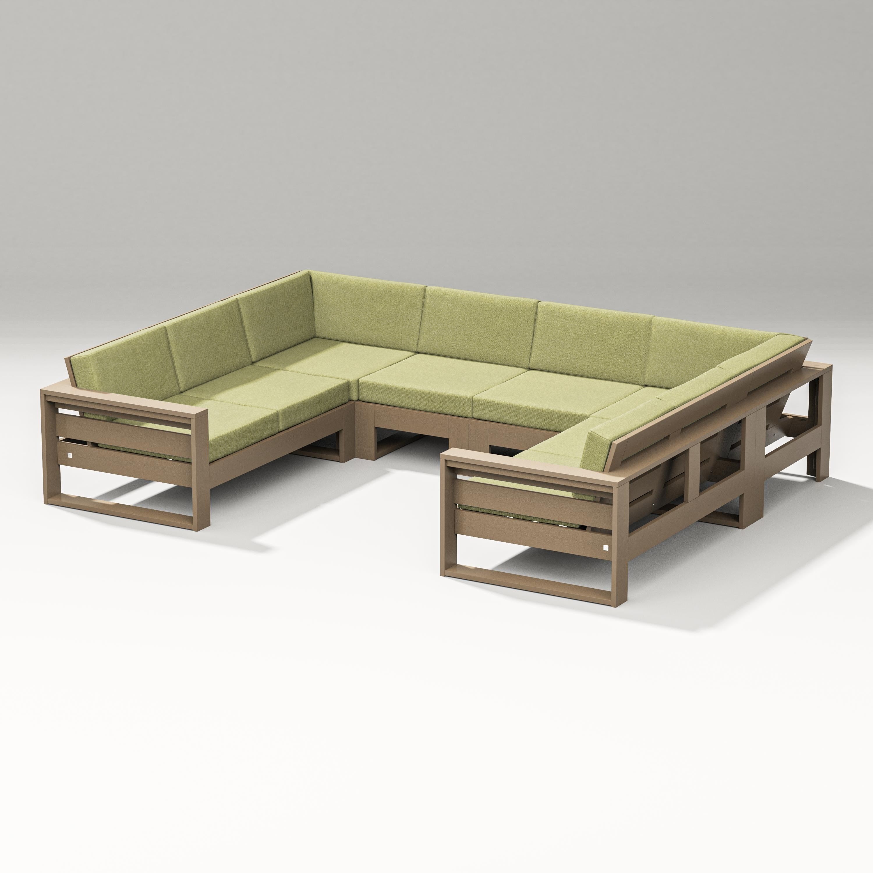 PW Designer Series Latitude U-Shaped Sectional in Vintage Sahara / Chartreuse Boucle