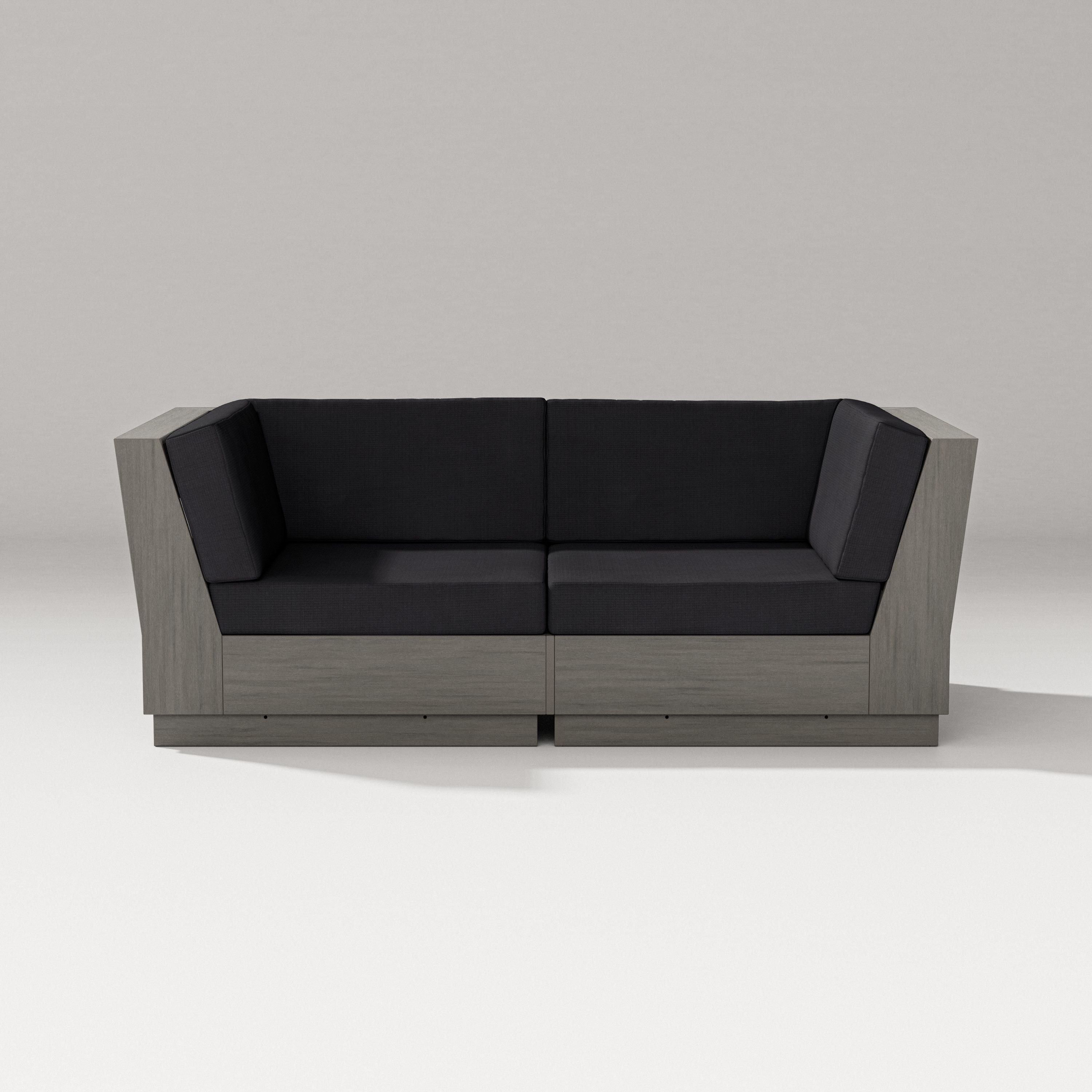 PW Designer Series Elevate Loveseat Sectional in Driftwood / Midnight Linen
