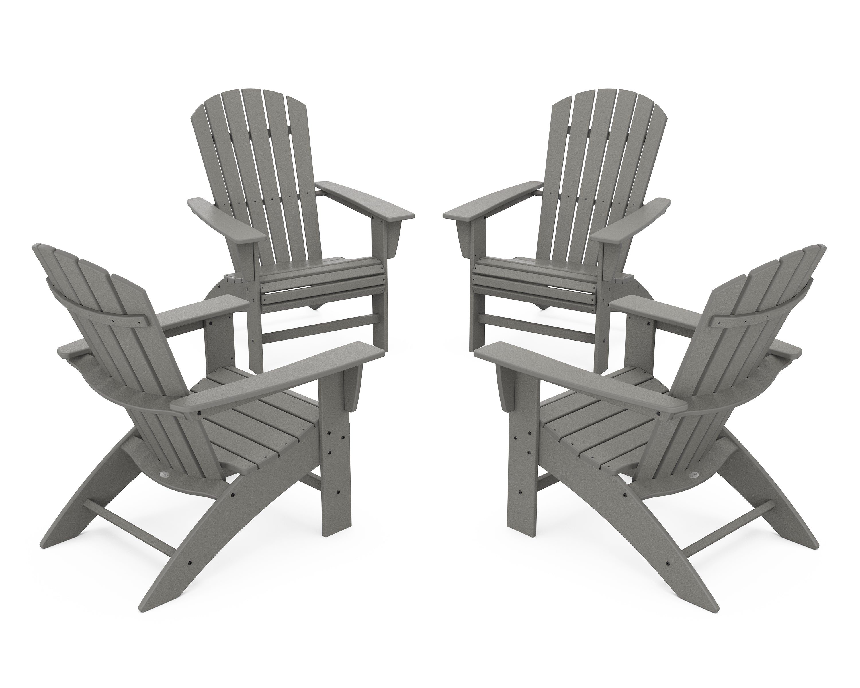 POLYWOOD® 4-Piece Nautical Curveback Adirondack Chair Conversation Set in Slate Grey