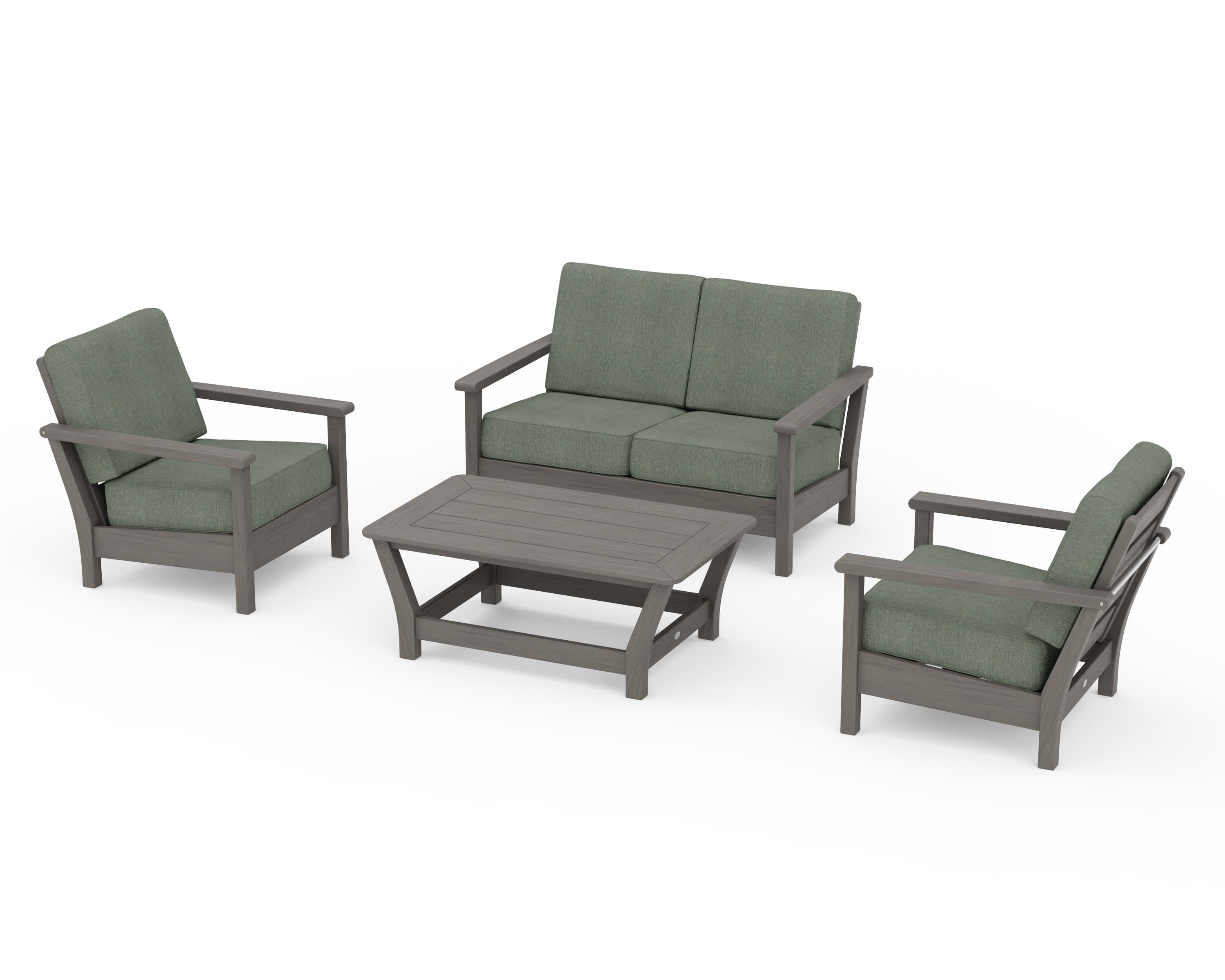 POLYWOOD Harbour 4-Piece Deep Seating Set in Driftwood / Cast Sage
