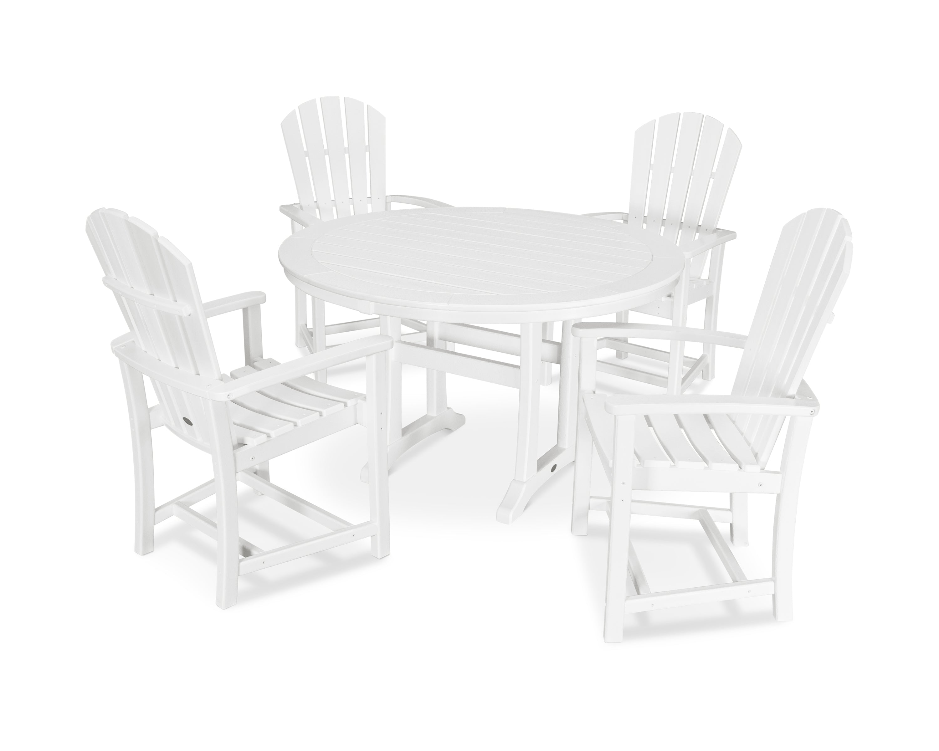 POLYWOOD® Palm Coast 5-Piece Round Dining Set in White