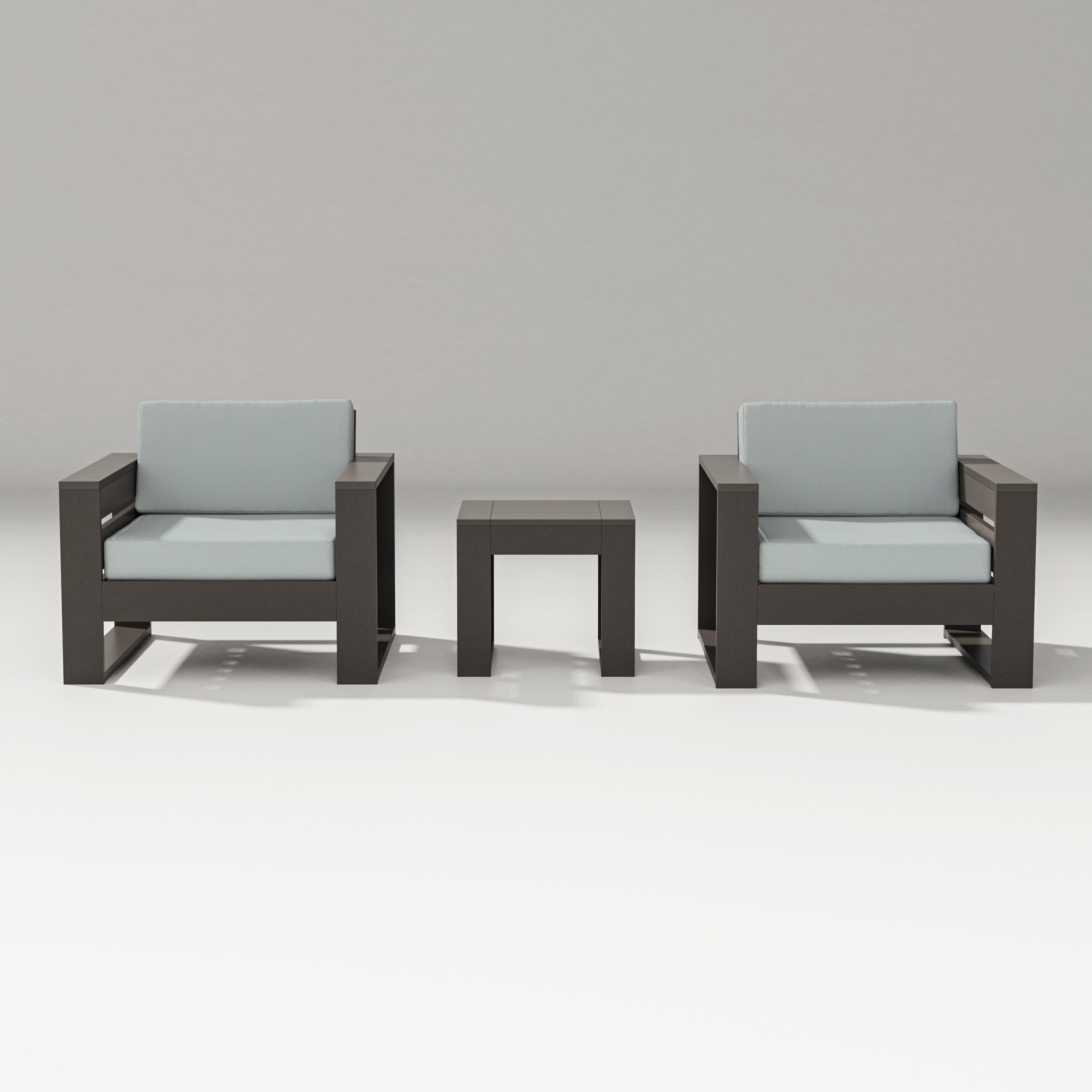 PW Designer Series Latitude 3-Piece Lounge Chair Set in Vintage Coffee / Spa