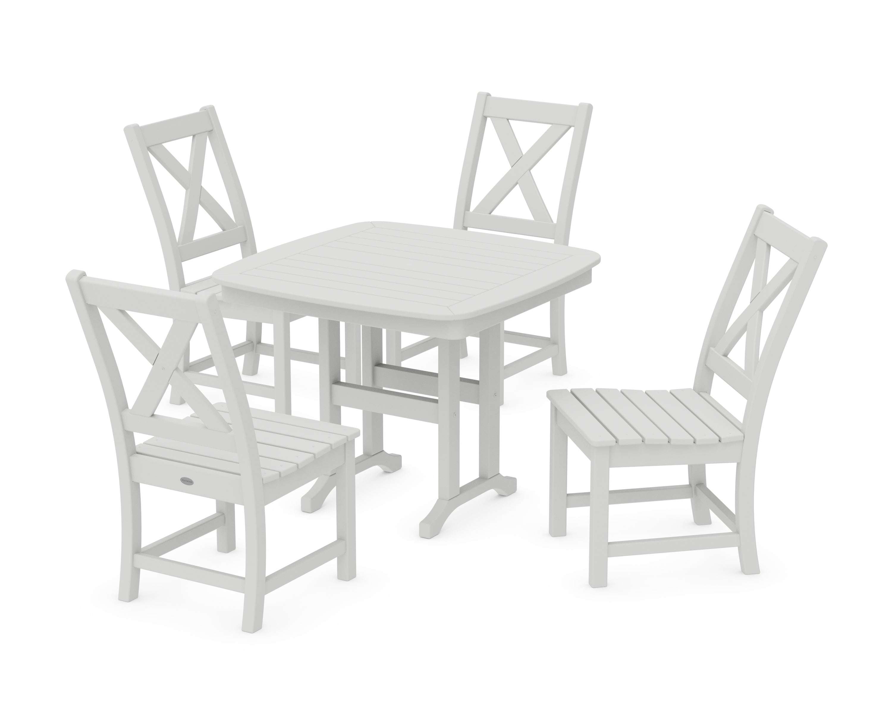 POLYWOOD Braxton Side Chair 5-Piece Dining Set in White