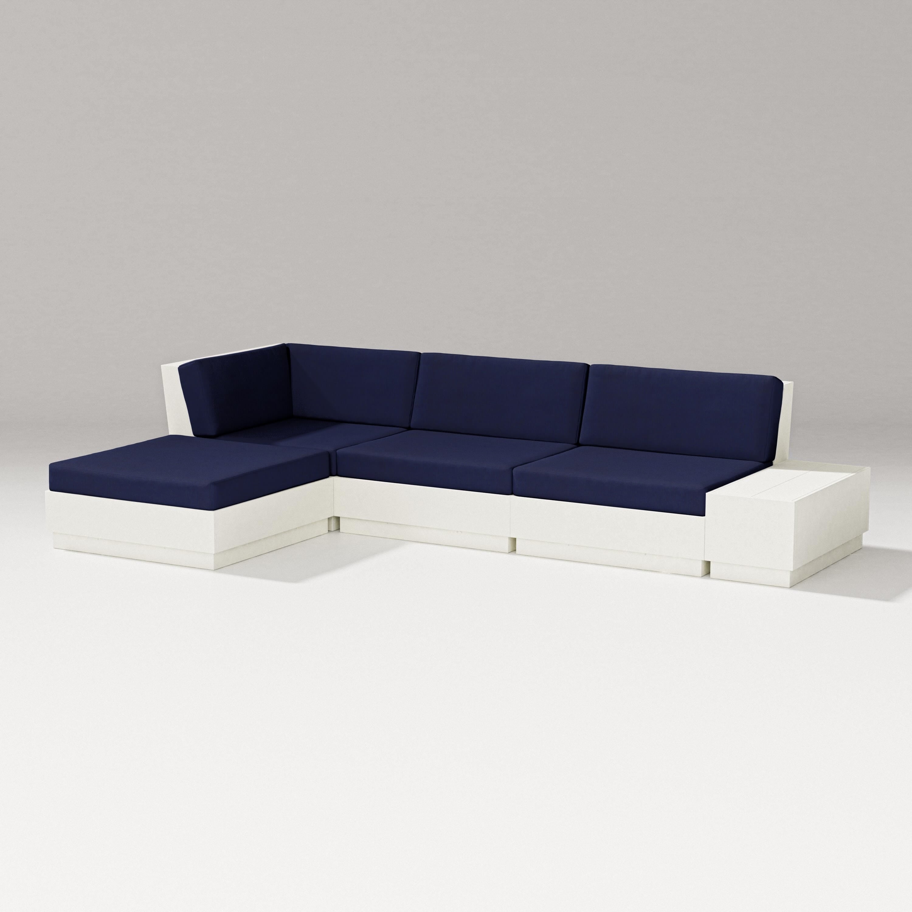 PW Designer Series Elevate Chaise Sectional in Vintage White / Navy