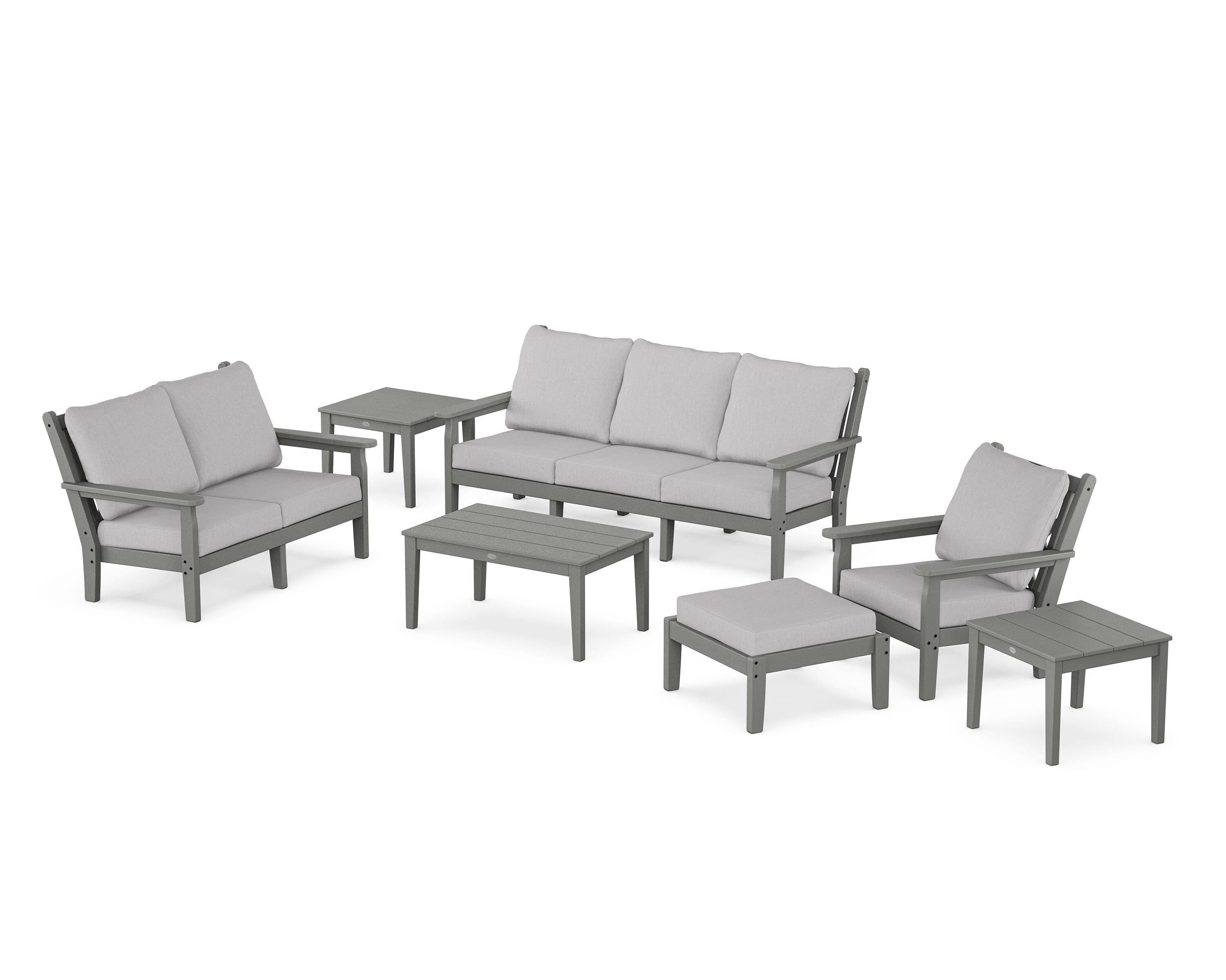 POLYWOOD Chippendale 7-Piece Deep Seating Set in Slate Grey / Granite