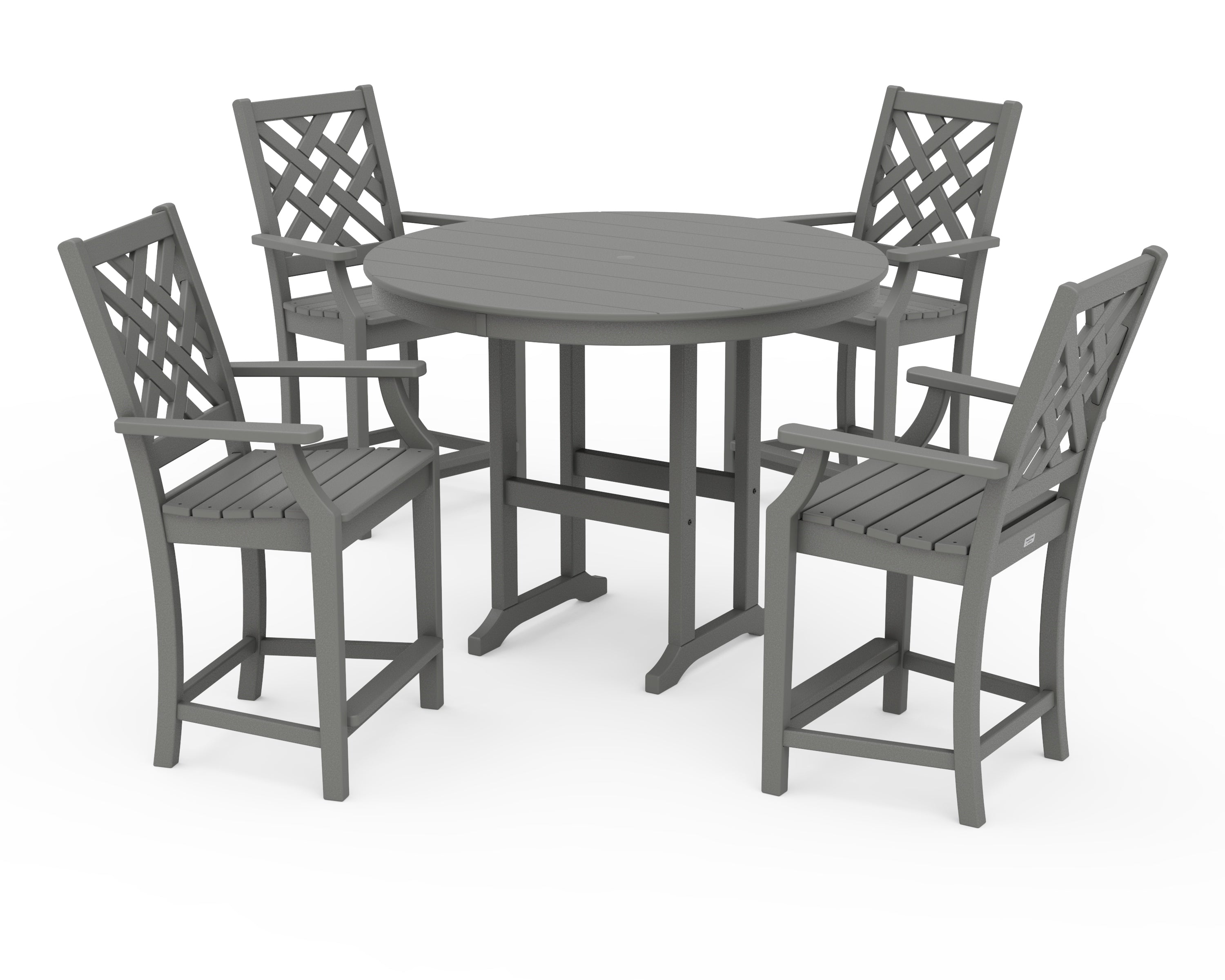 Country Living Wovendale 5-Piece Round Farmhouse Counter Set in Slate Grey