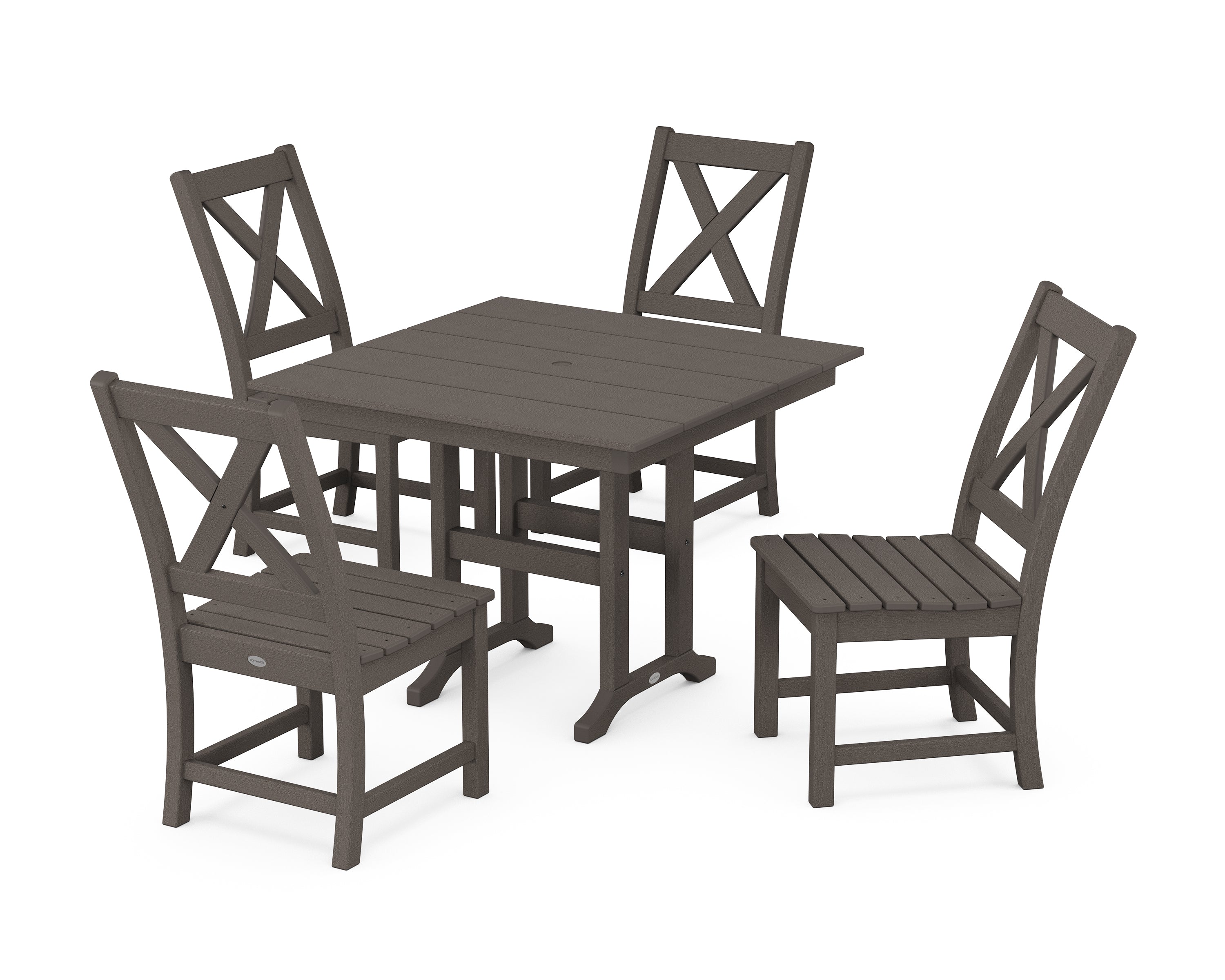 POLYWOOD® Braxton Side Chair 5-Piece Farmhouse Dining Set in Vintage Coffee