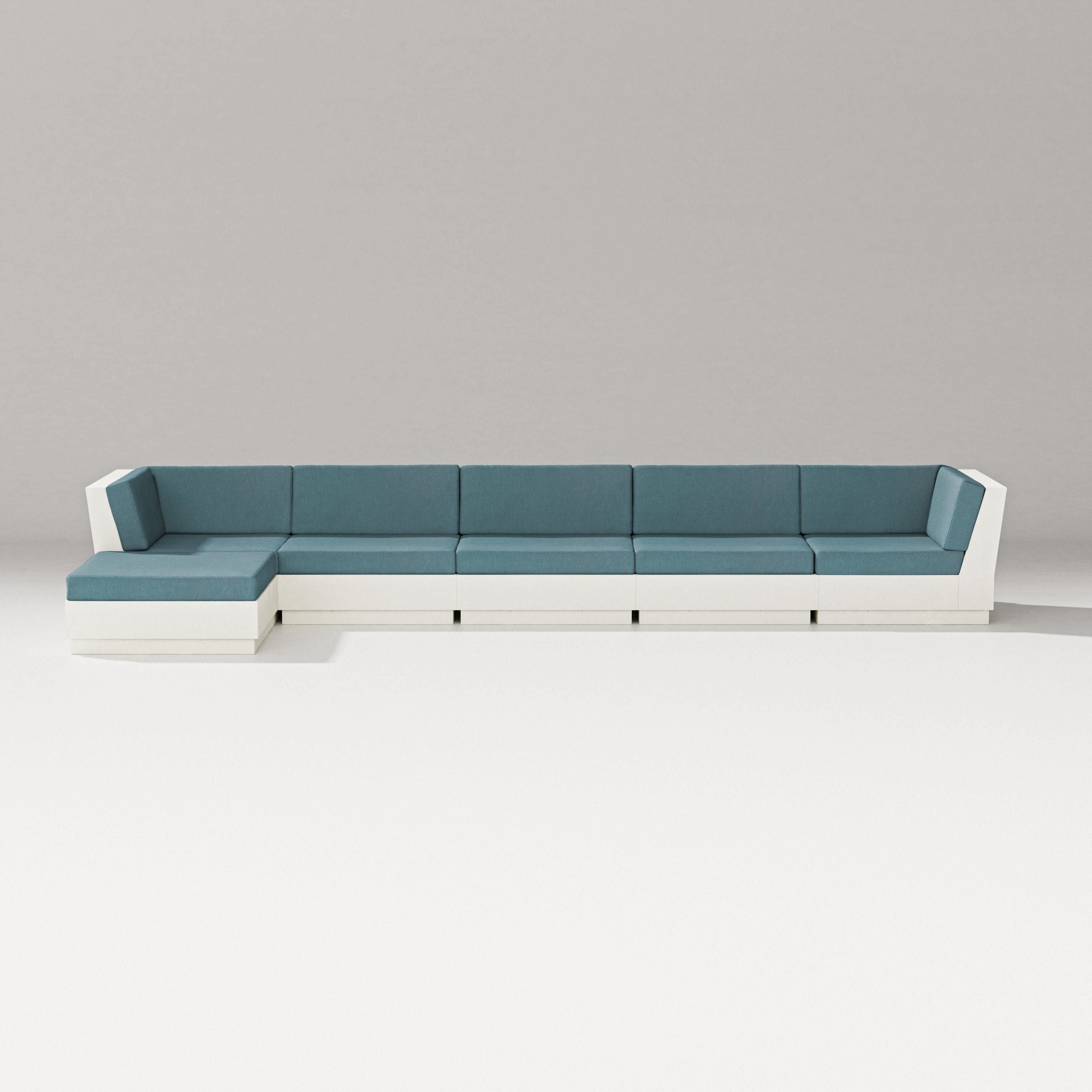 PW Designer Series Elevate 6-Piece Chaise Sectional in Vintage White / Ocean Teal