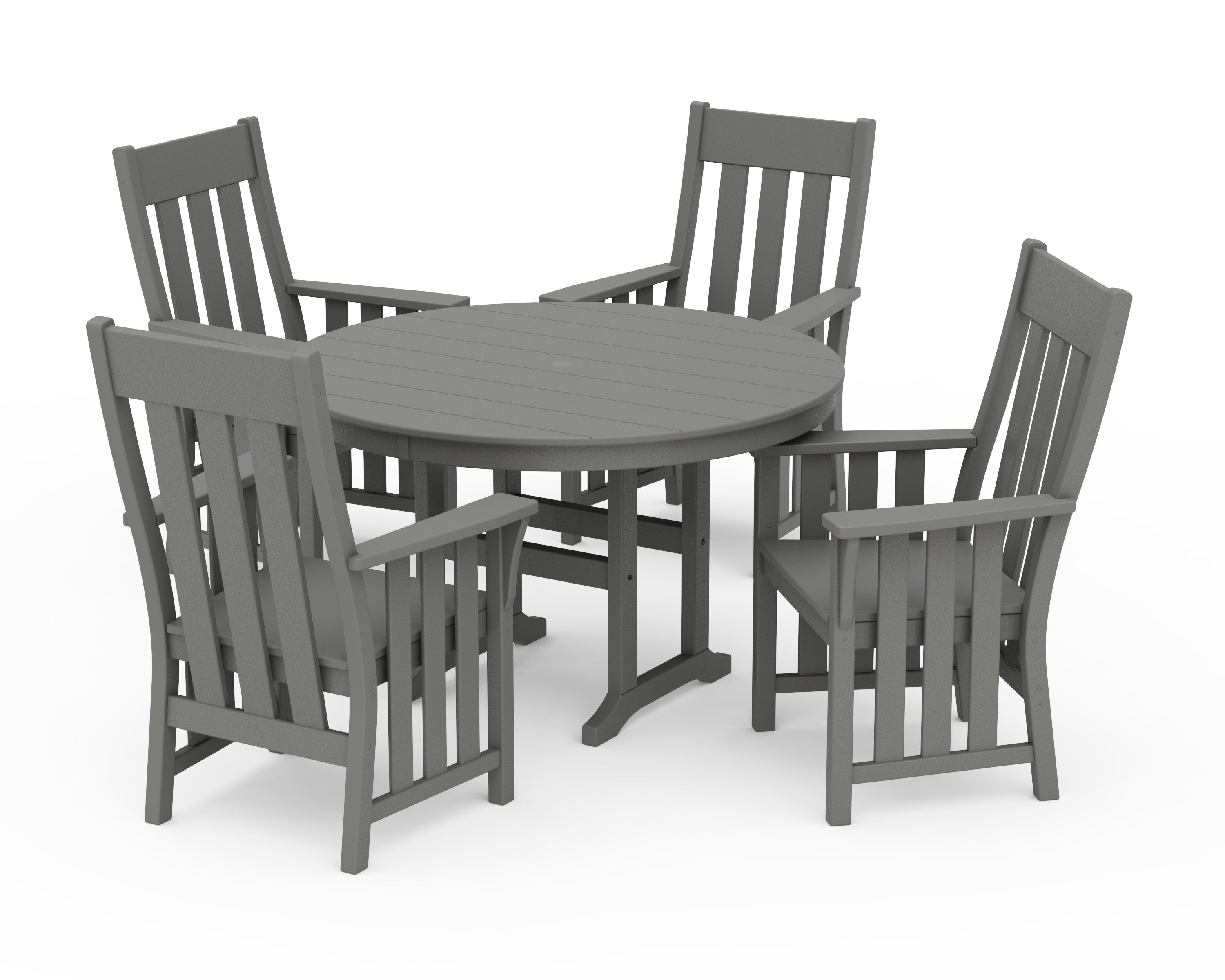 Martha Stewart by POLYWOOD Acadia 5-Piece Round Farmhouse Dining Set in Slate Grey