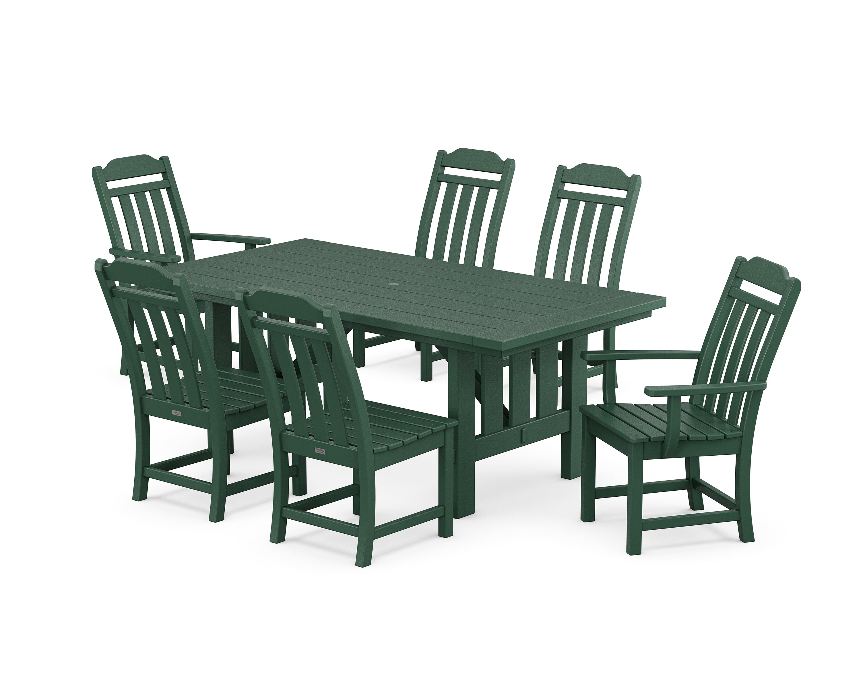 POLYWOOD® Country Living 7-Piece Dining Set with Mission Table in Green