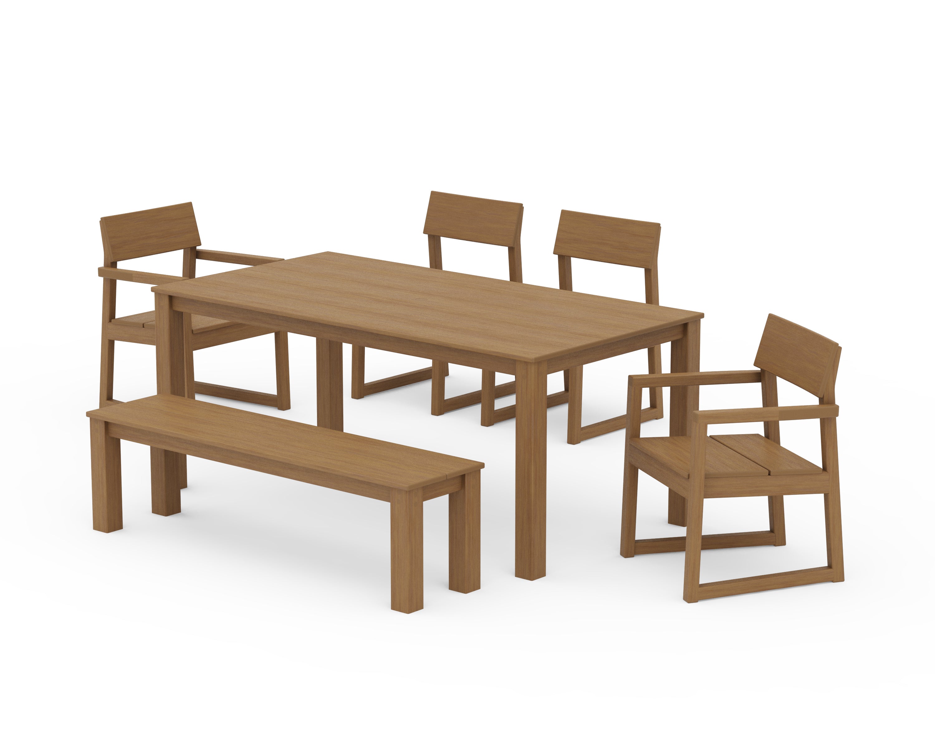 POLYWOOD EDGE 6-Piece Parsons Dining Set with Bench in Natural