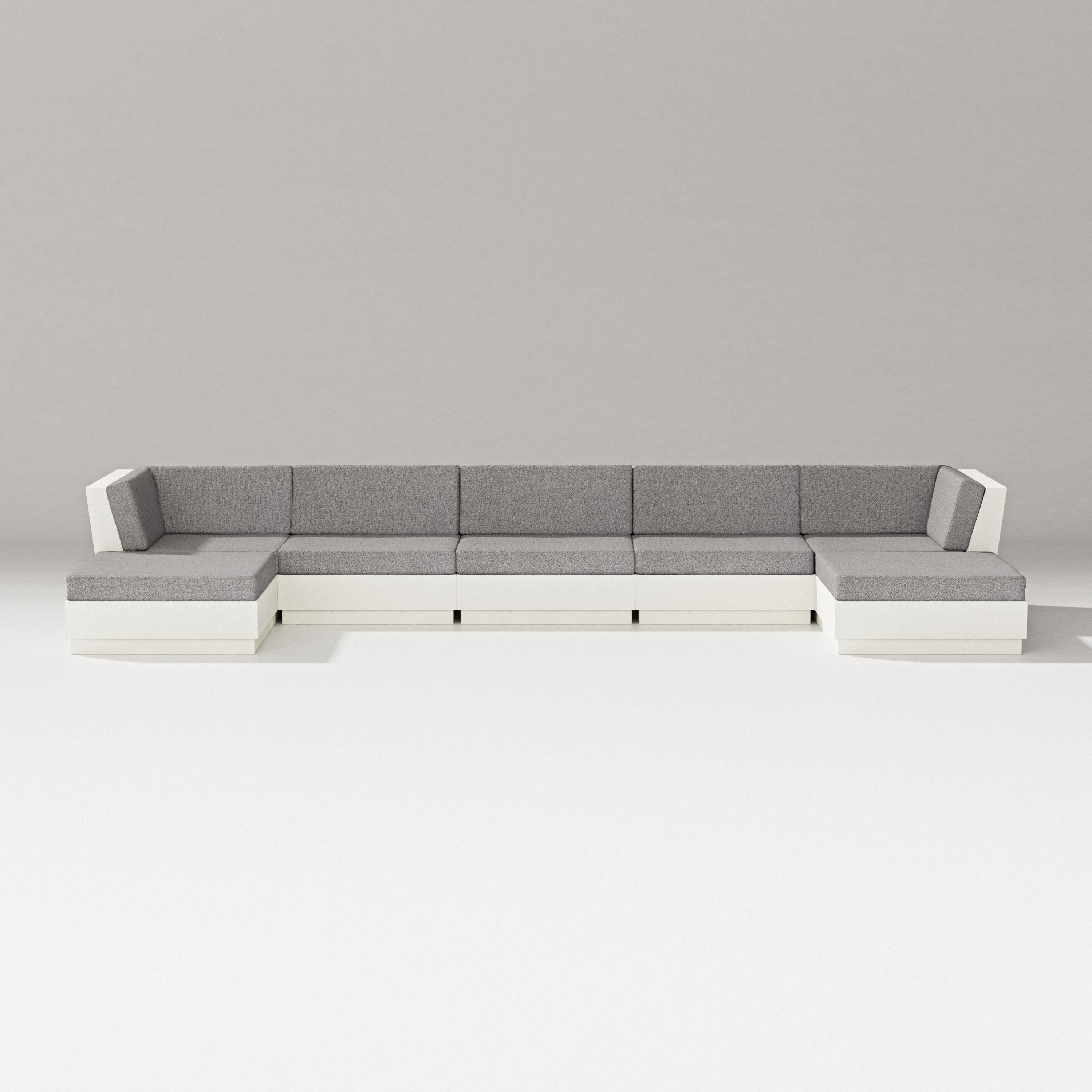 PW Designer Series Elevate 7-Piece Double Chaise Sectional in Vintage White / Grey Mist