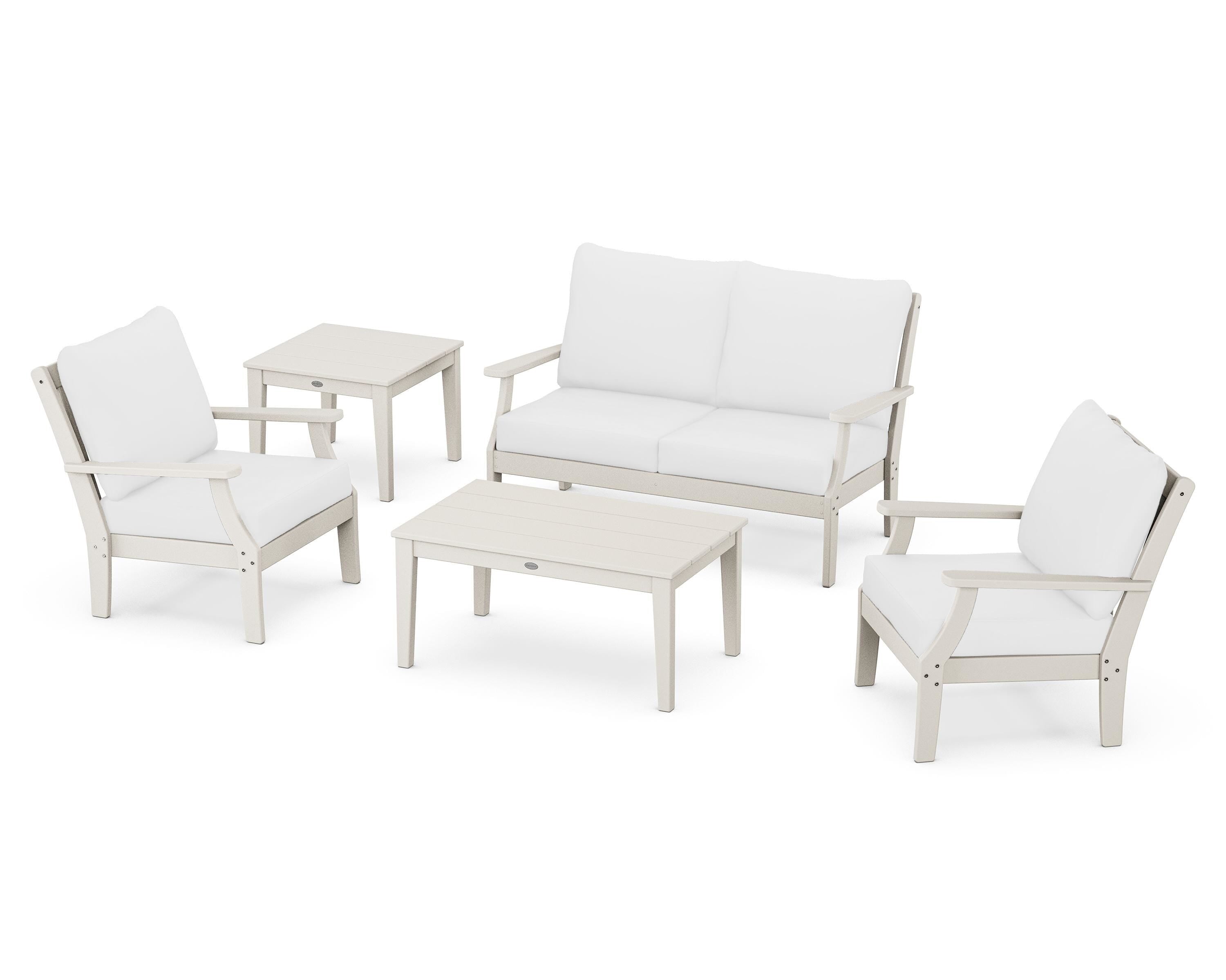 POLYWOOD Braxton 5-Piece Deep Seating Set in Sand / Natural