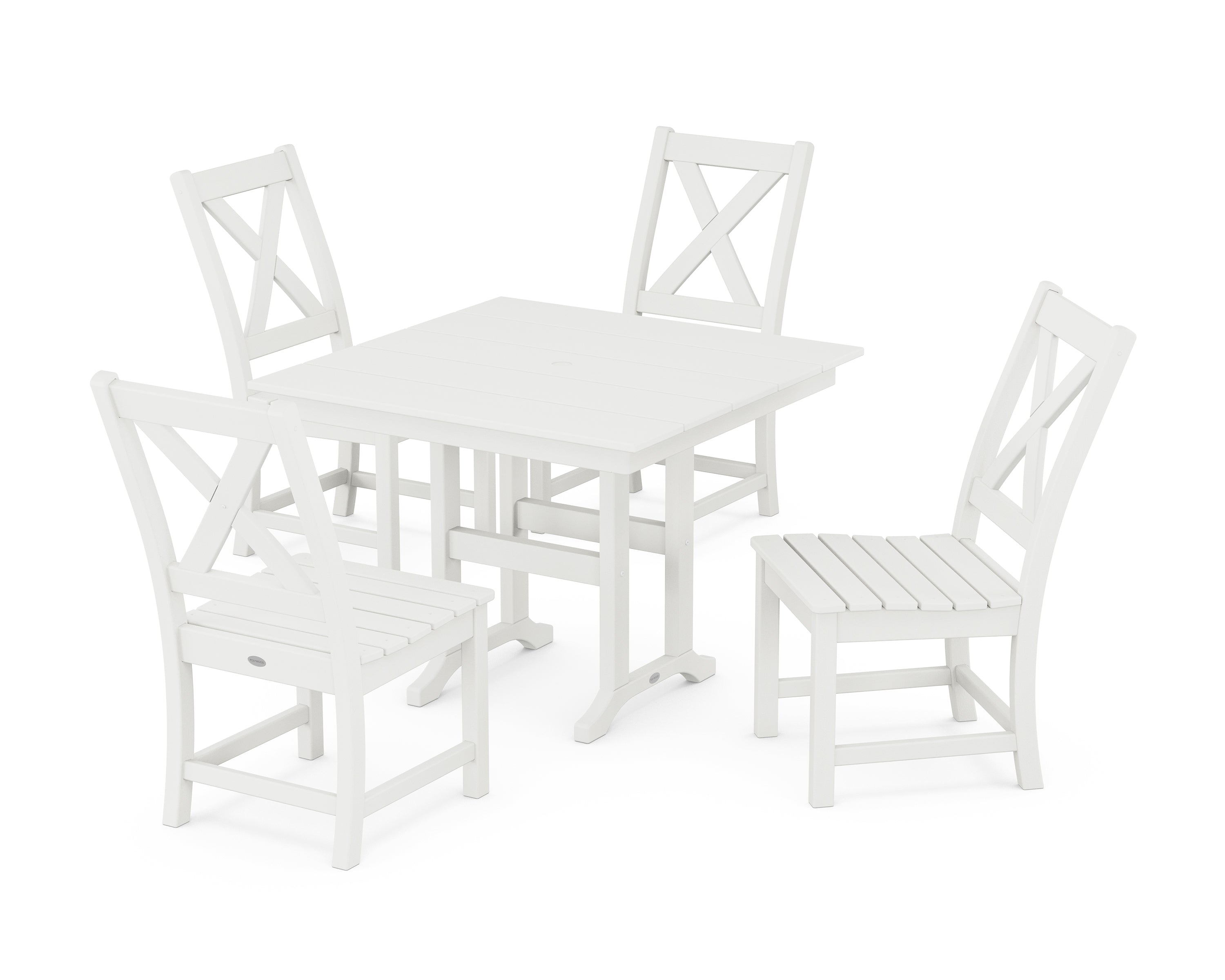 POLYWOOD® Braxton Side Chair 5-Piece Farmhouse Dining Set in Vintage White