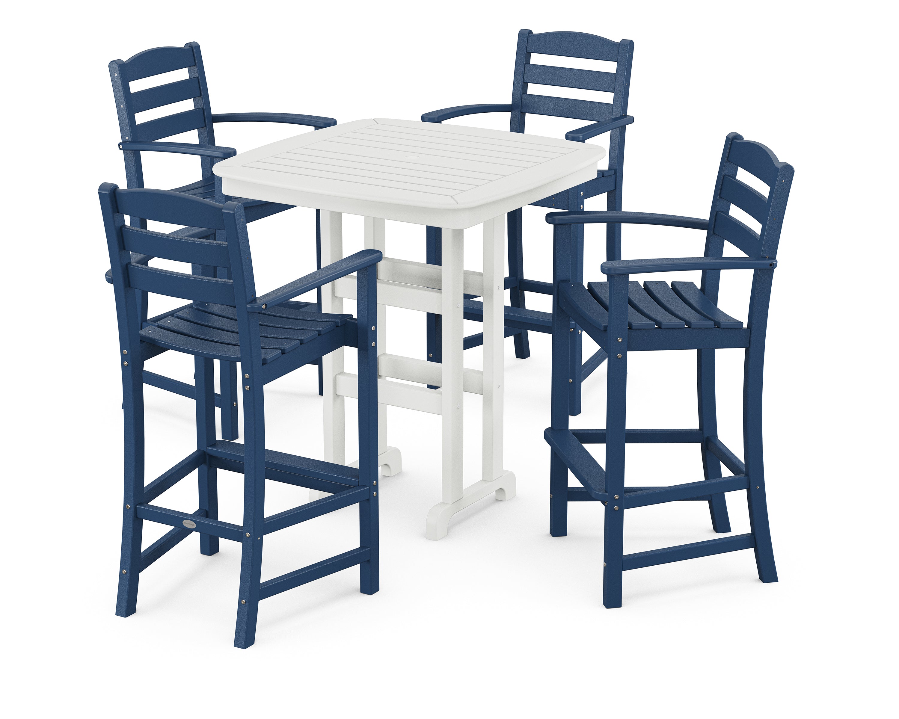 POLYWOOD La Casa Café 5-Piece Bar Set in Navy / White