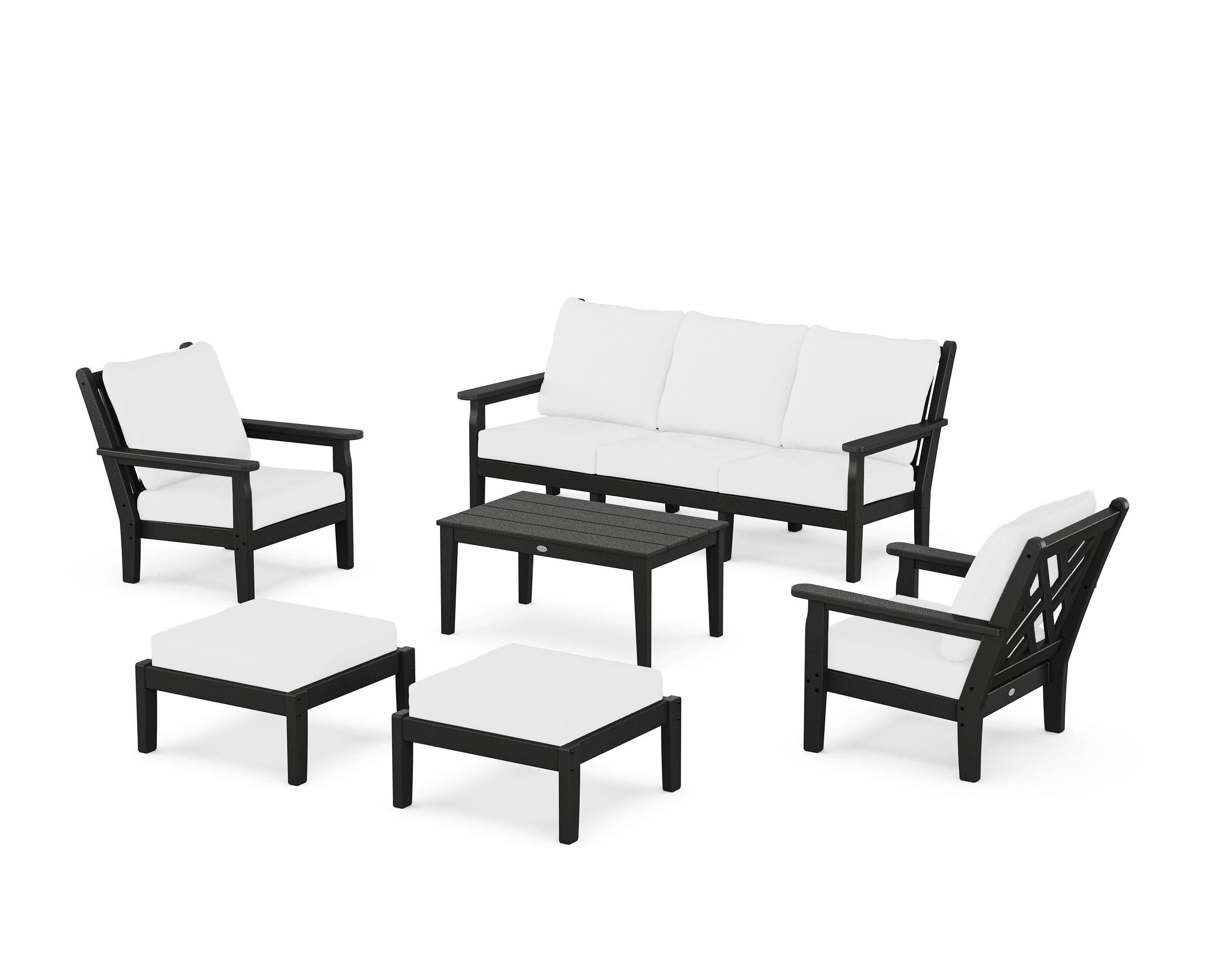 POLYWOOD Chippendale 6-Piece Lounge Sofa Set in Black / Natural