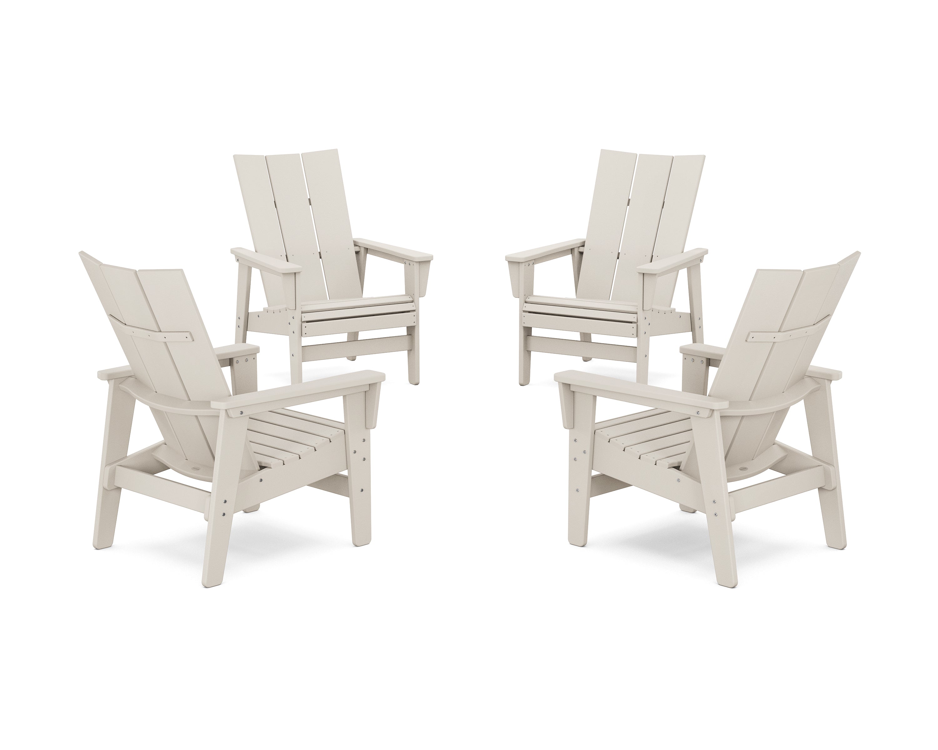 POLYWOOD® 4-Piece Modern Grand Upright Adirondack Chair Conversation Set in Sand