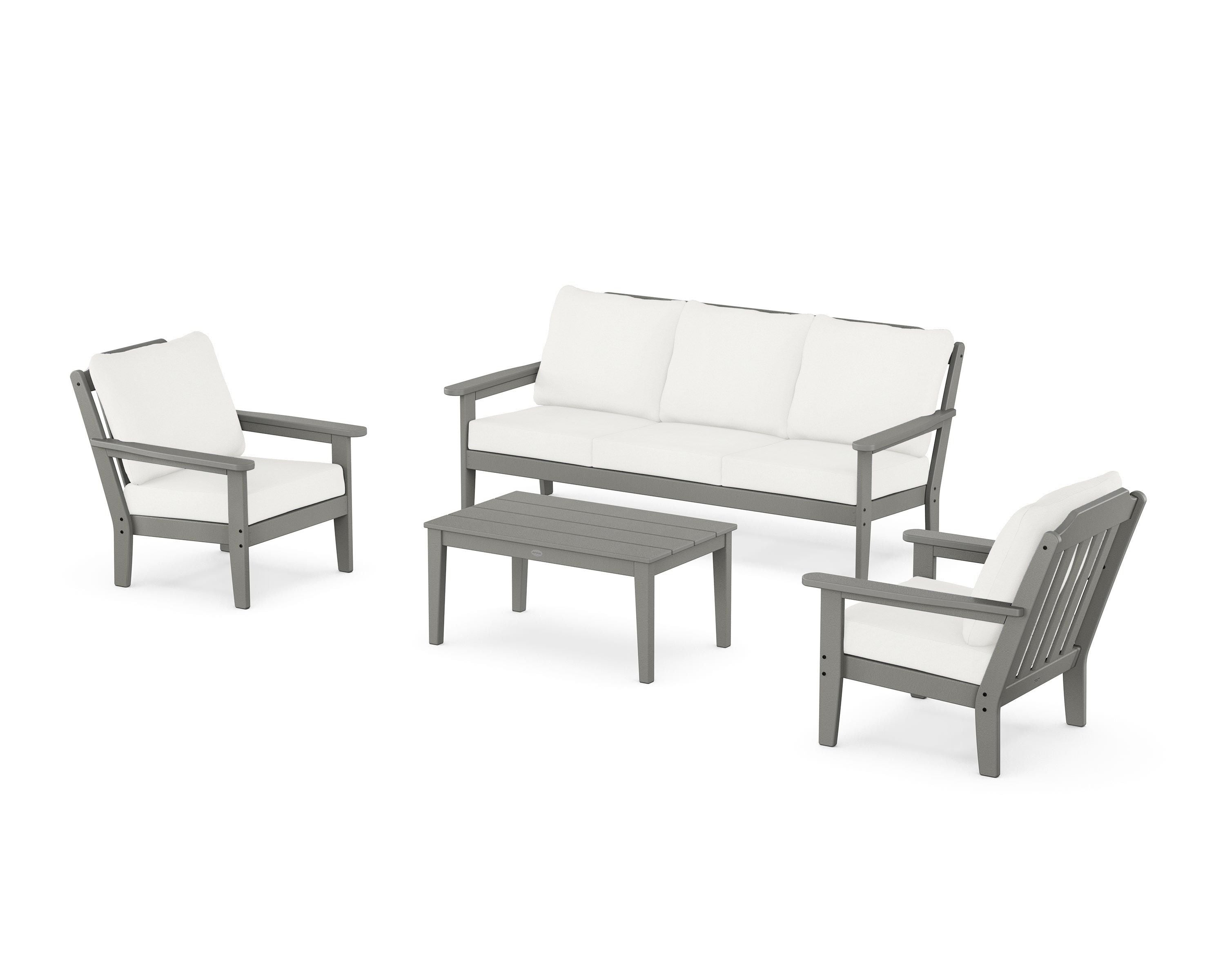 Country Living Cottage 4-Piece Deep Seating Set with Sofa in Slate Grey / Natural Linen