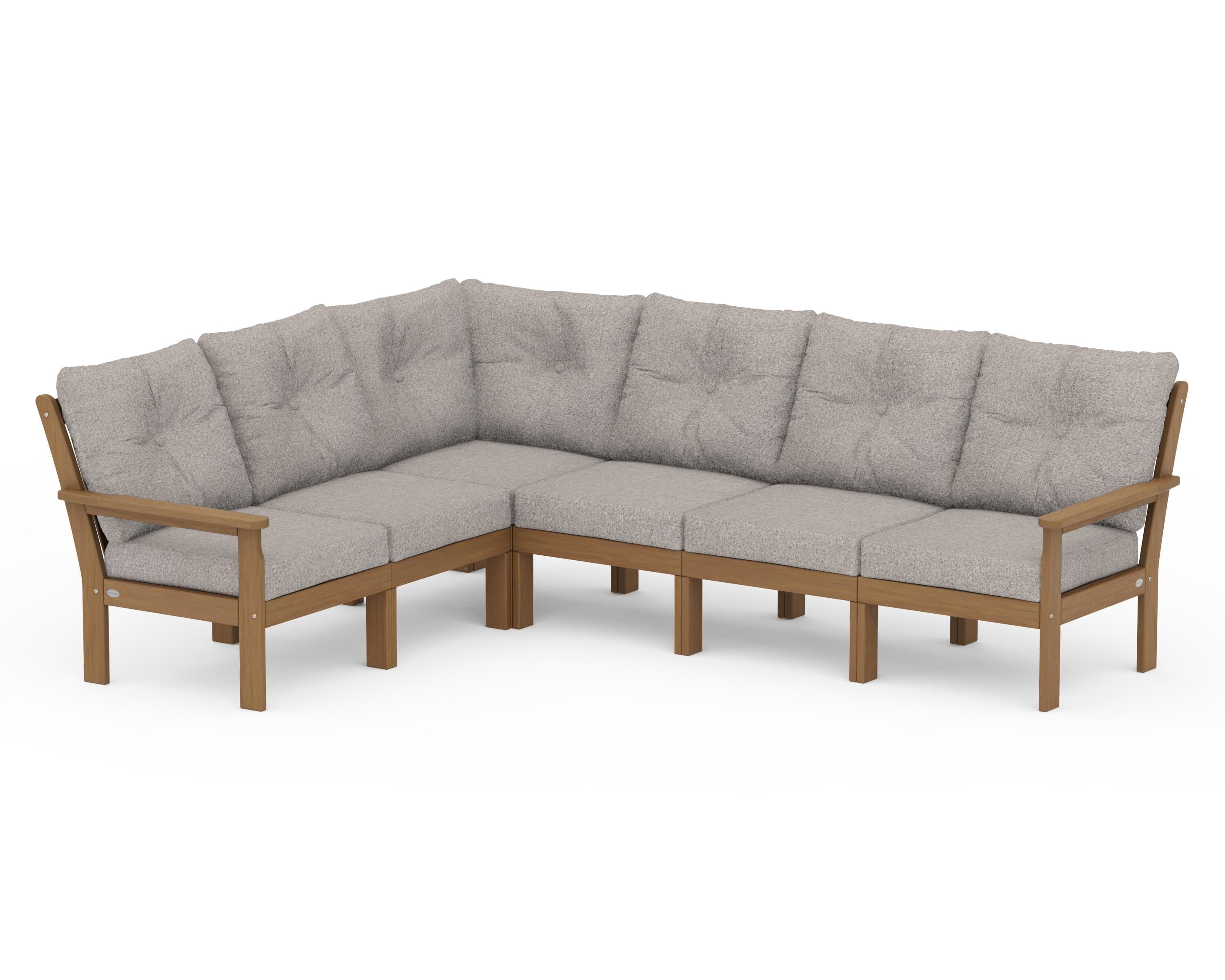 POLYWOOD Vineyard 6-Piece Sectional in Natural / Weathered Tweed