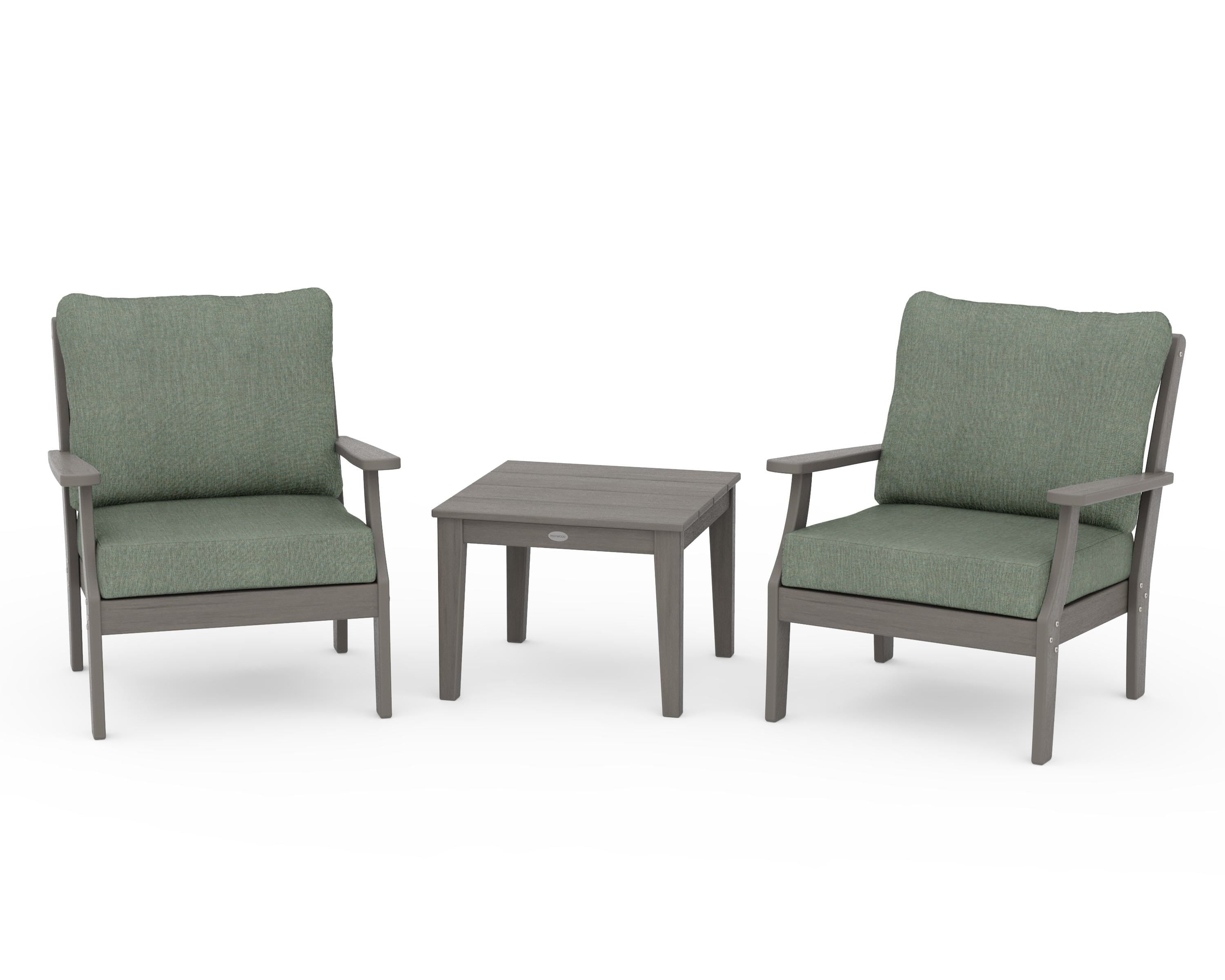 POLYWOOD Braxton 3-Piece Deep Seating Set in Driftwood / Cast Sage