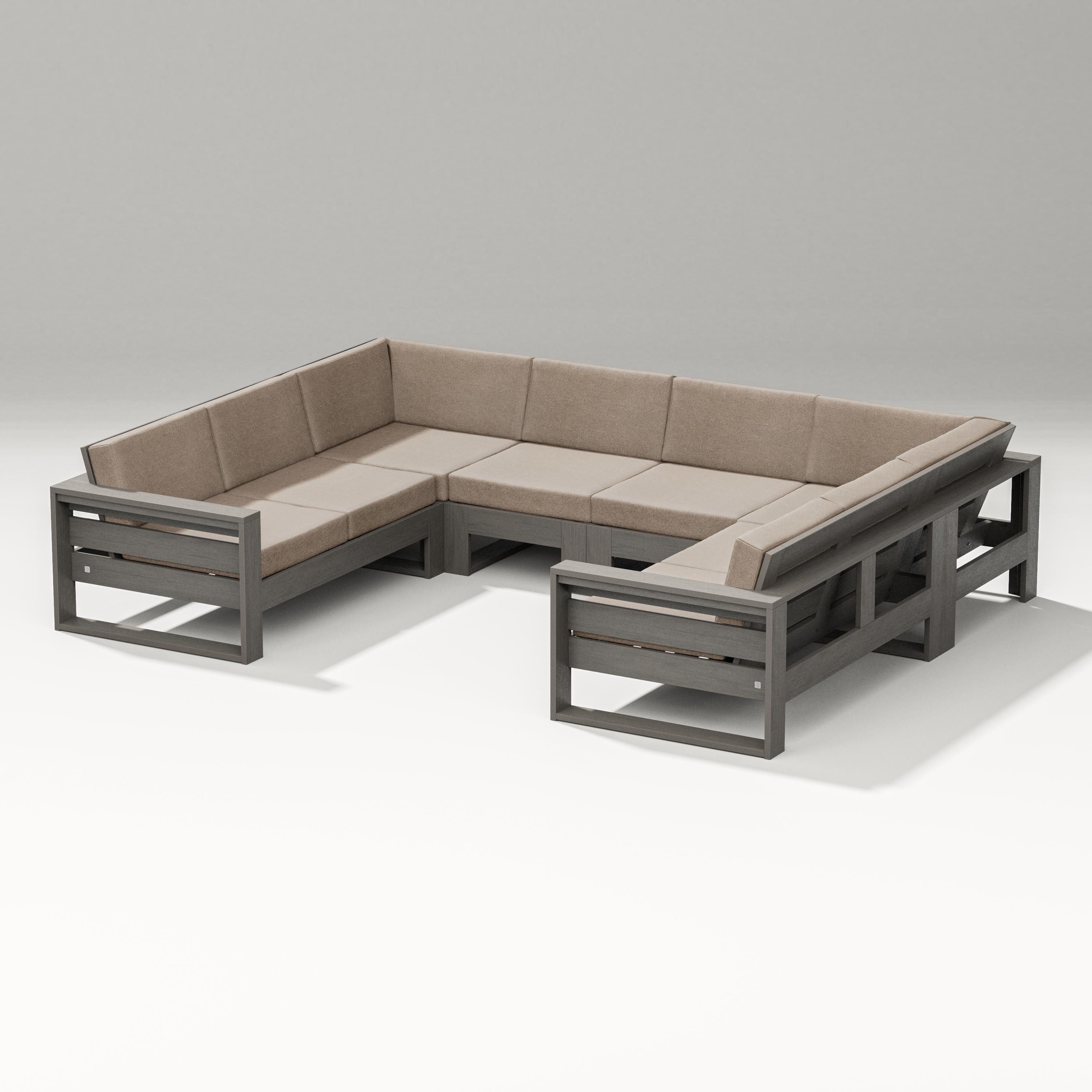 PW Designer Series Latitude U-Shaped Sectional in Driftwood / Spiced Burlap