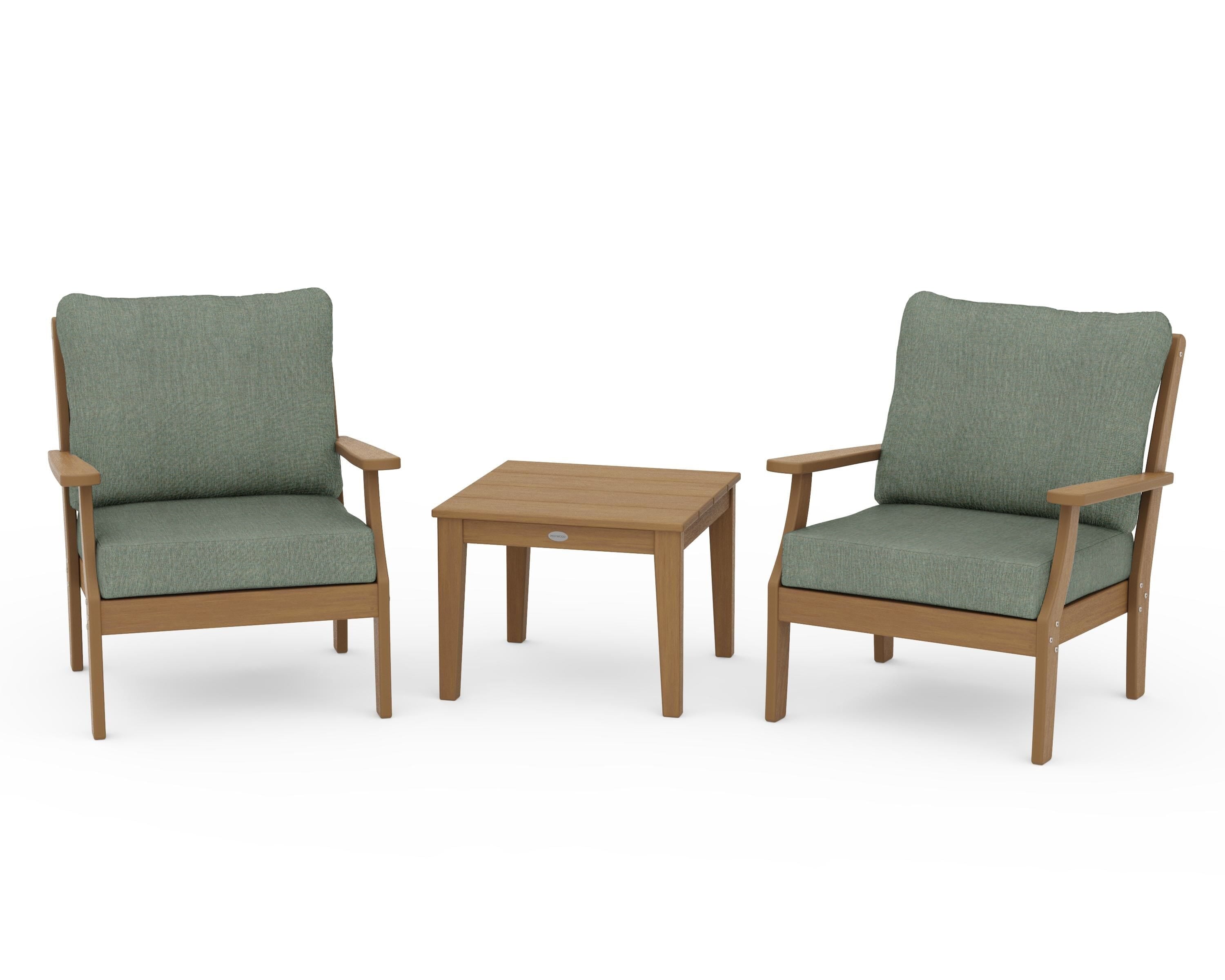 POLYWOOD Braxton 3-Piece Deep Seating Set in Natural / Cast Sage