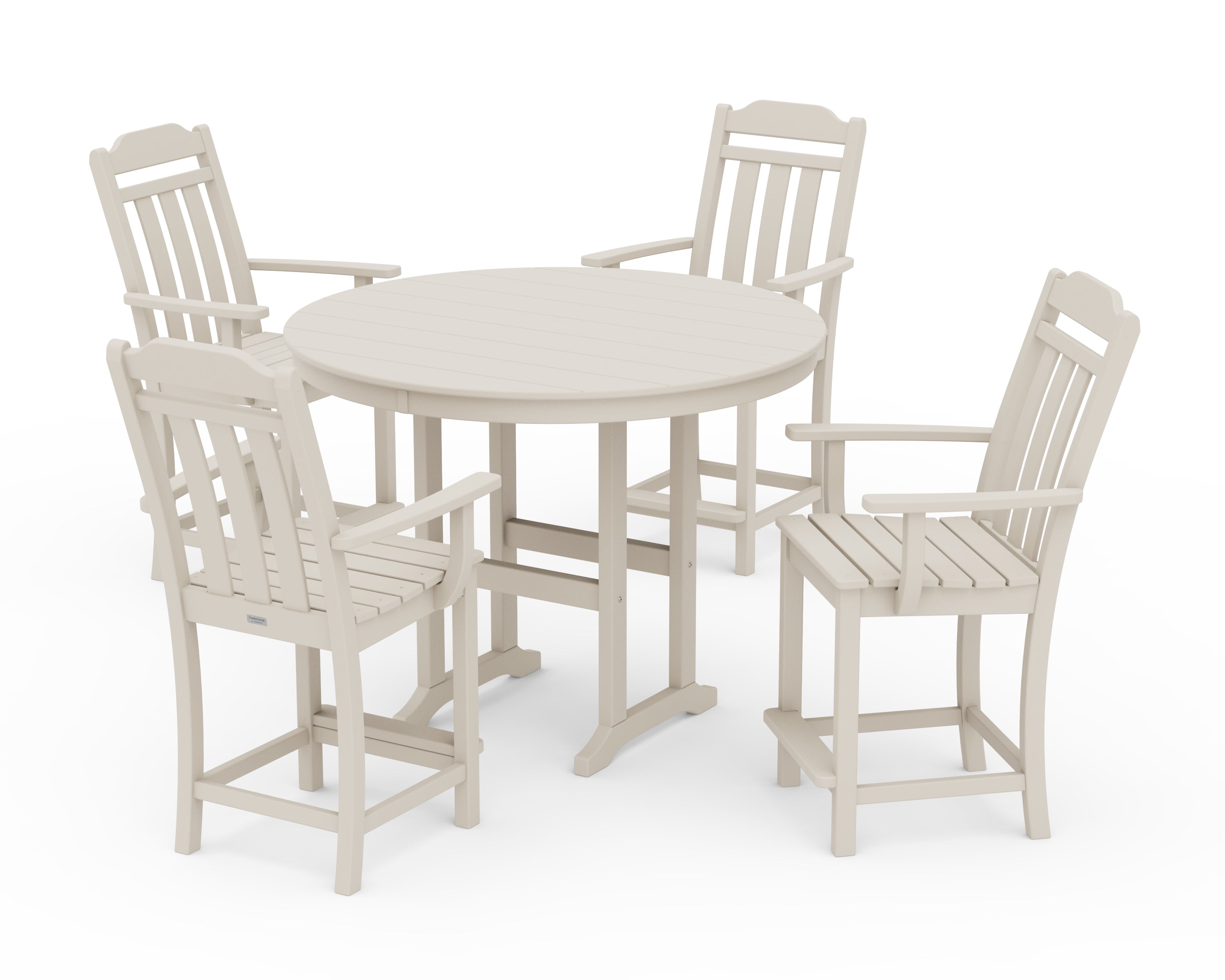 Country Living Cottage 5-Piece Round Farmhouse Counter Set in Sand