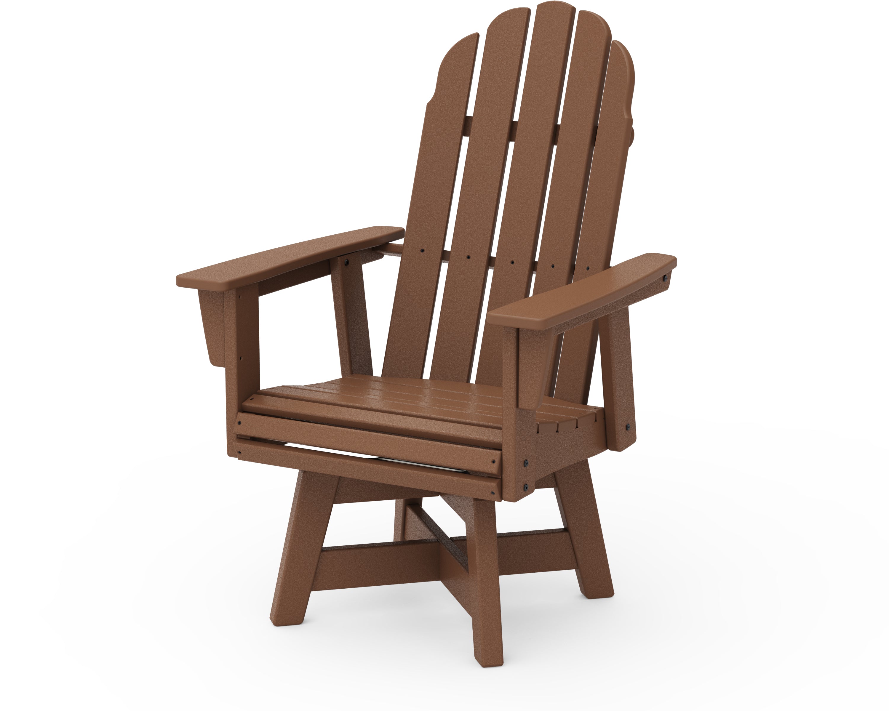 POLYWOOD Vineyard Curveback Adirondack Swivel Dining Chair in Teak