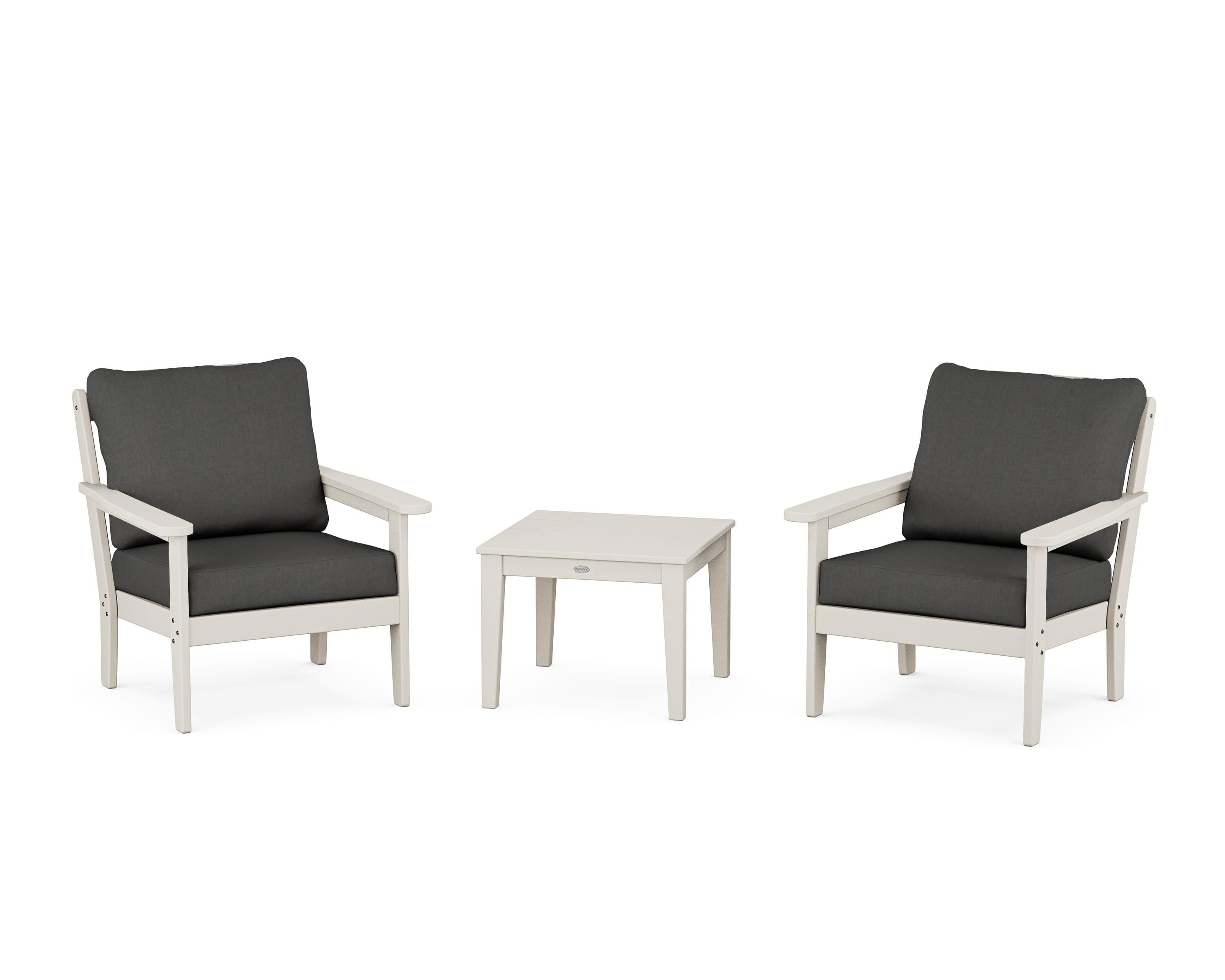 Country Living Cottage 3-Piece Deep Seating Set in Sand / Spectrum Carbon