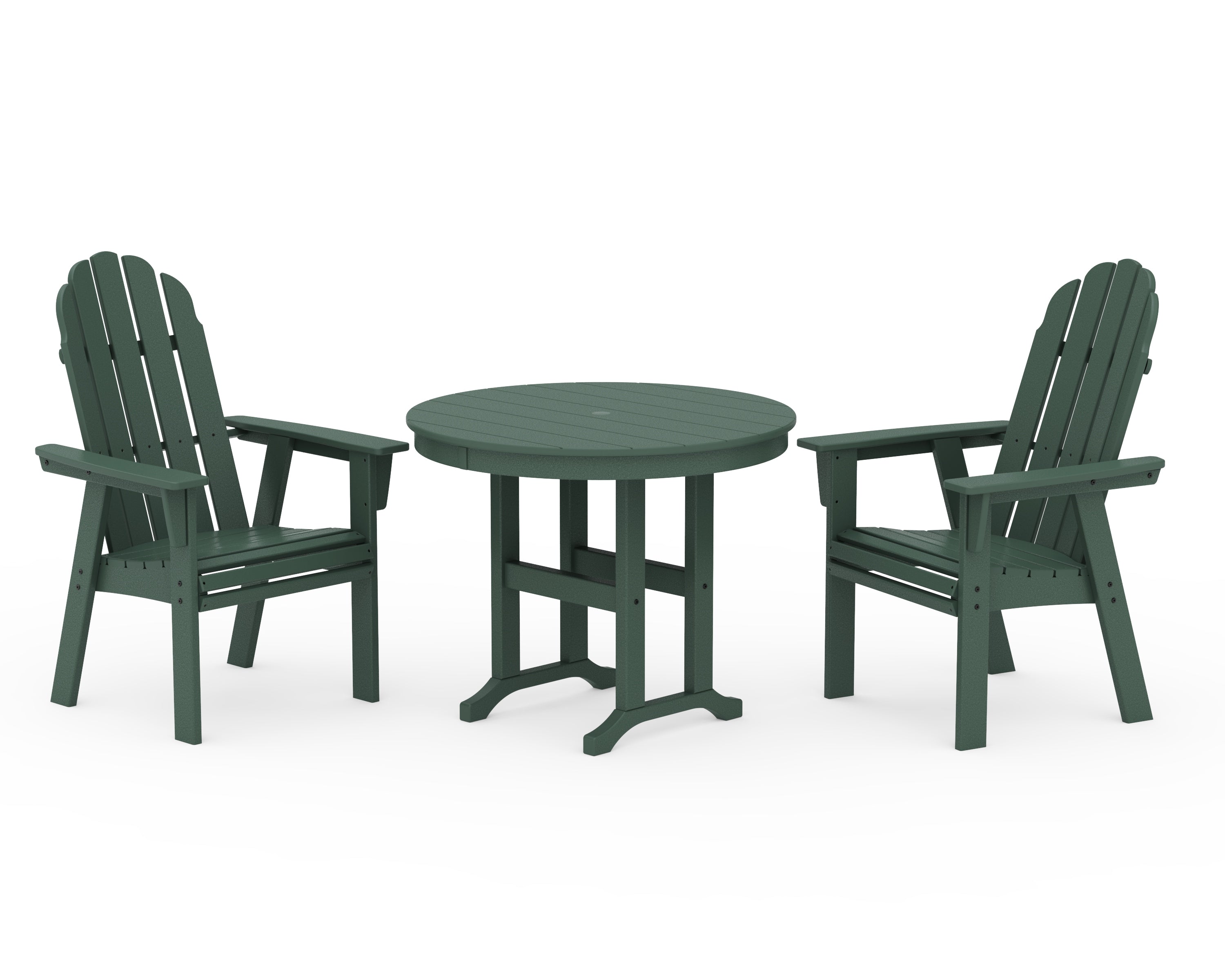 POLYWOOD Vineyard Adirondack 3-Piece Round Dining Set in Green