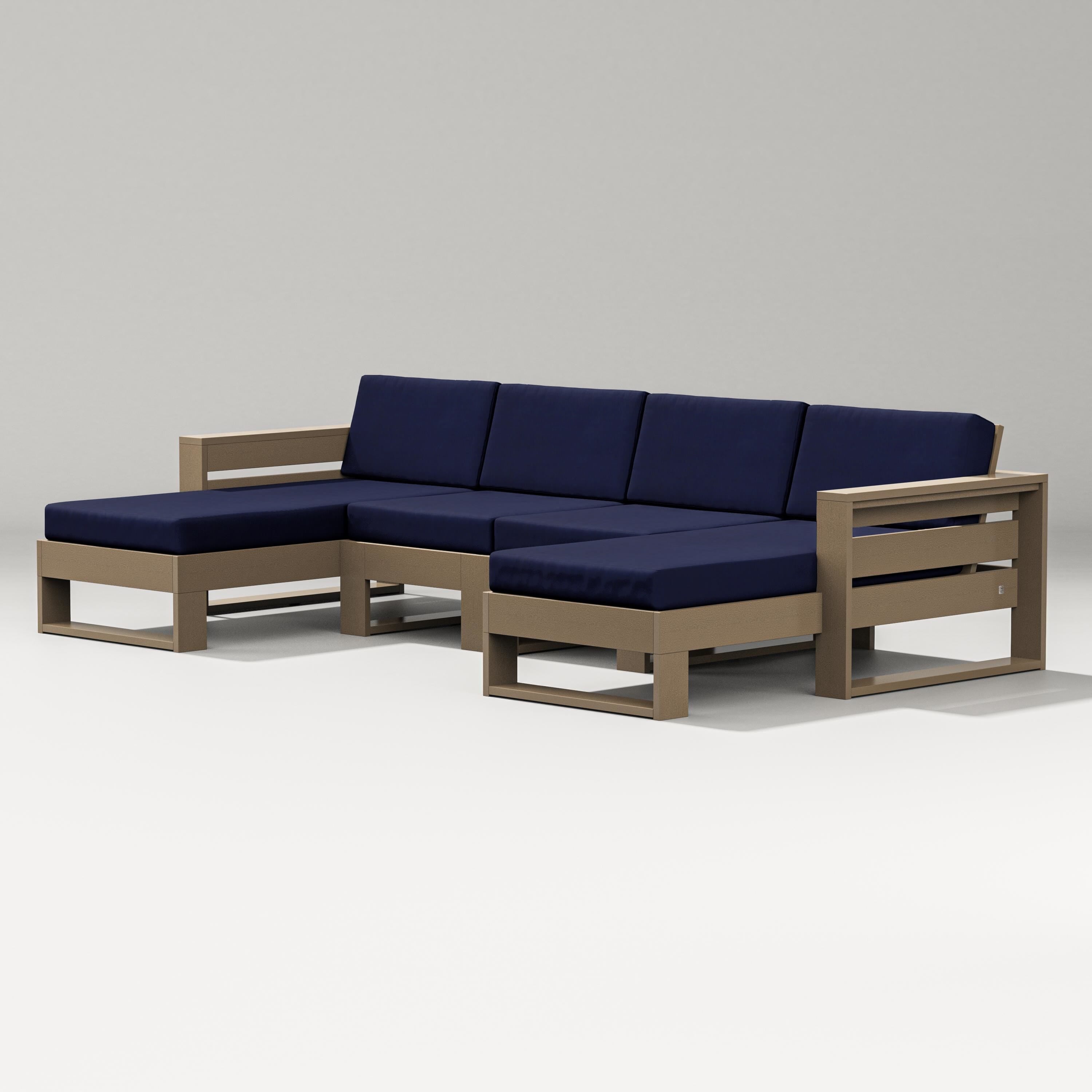 PW Designer Series Latitude Double Chaise Sectional in Vintage Sahara / Navy