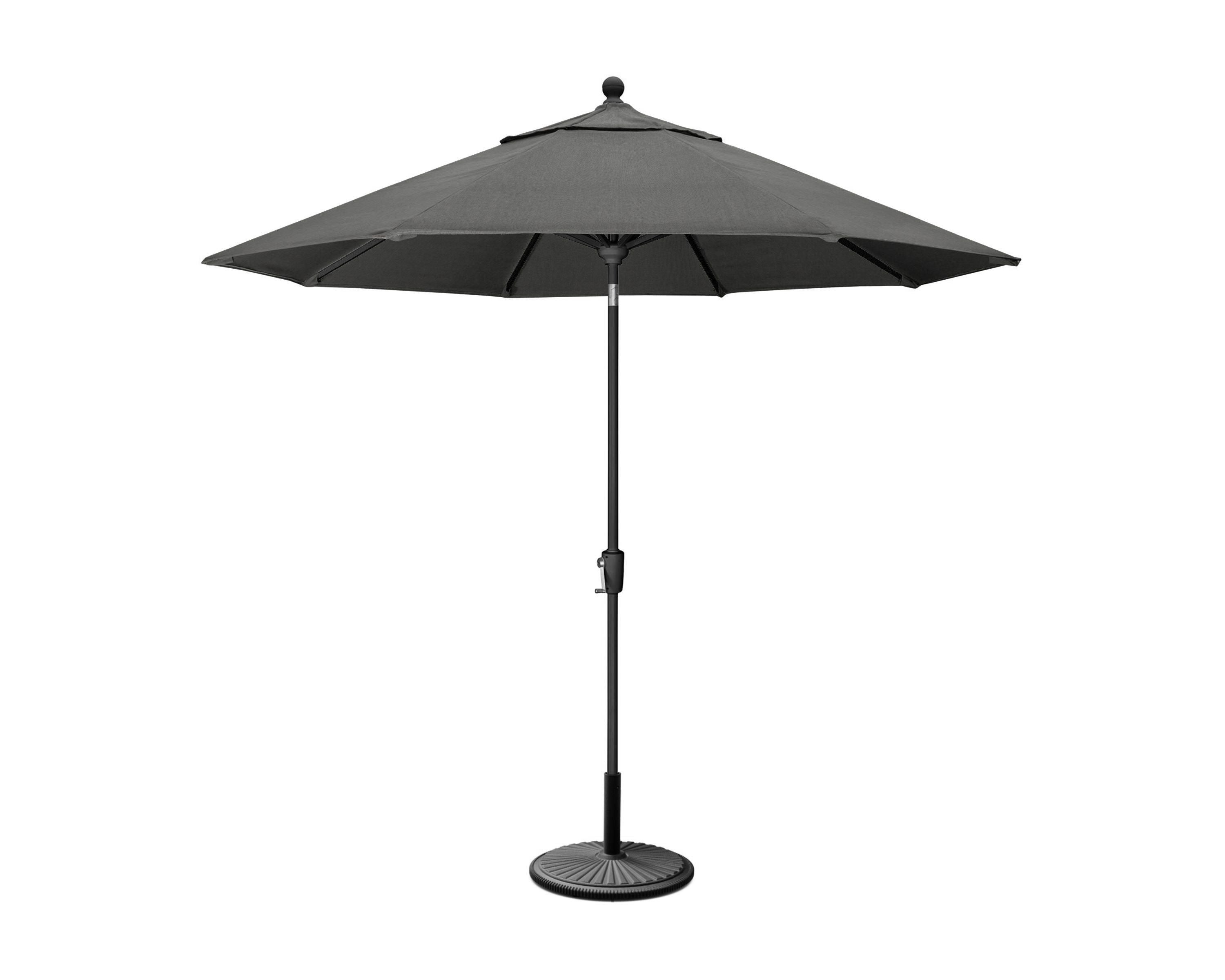POLYWOOD 9' Tilt Market Umbrella & Base in Black / Spectrum Carbon