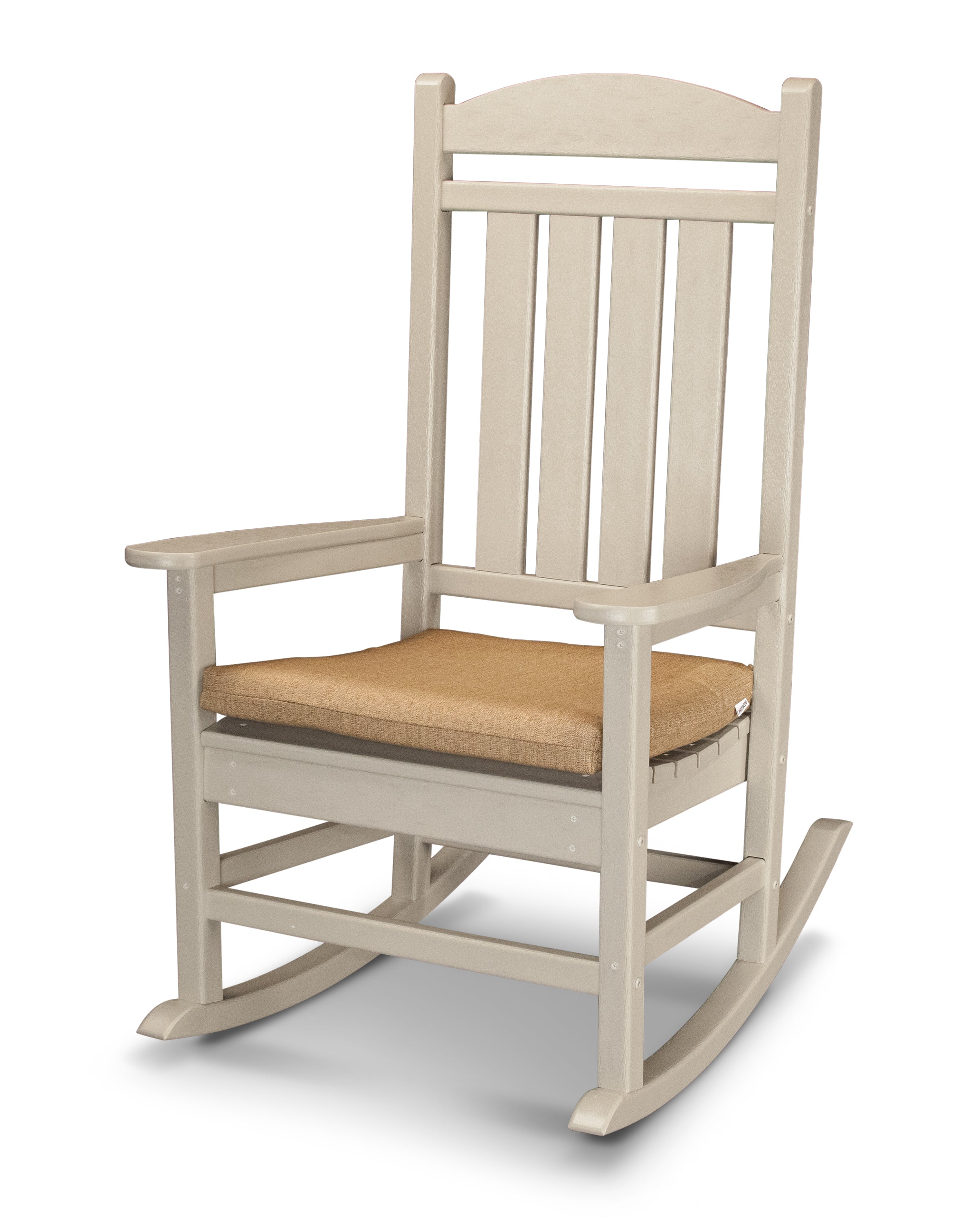 POLYWOOD® Presidential Rocker with Seat Cushion in Sand / Sesame