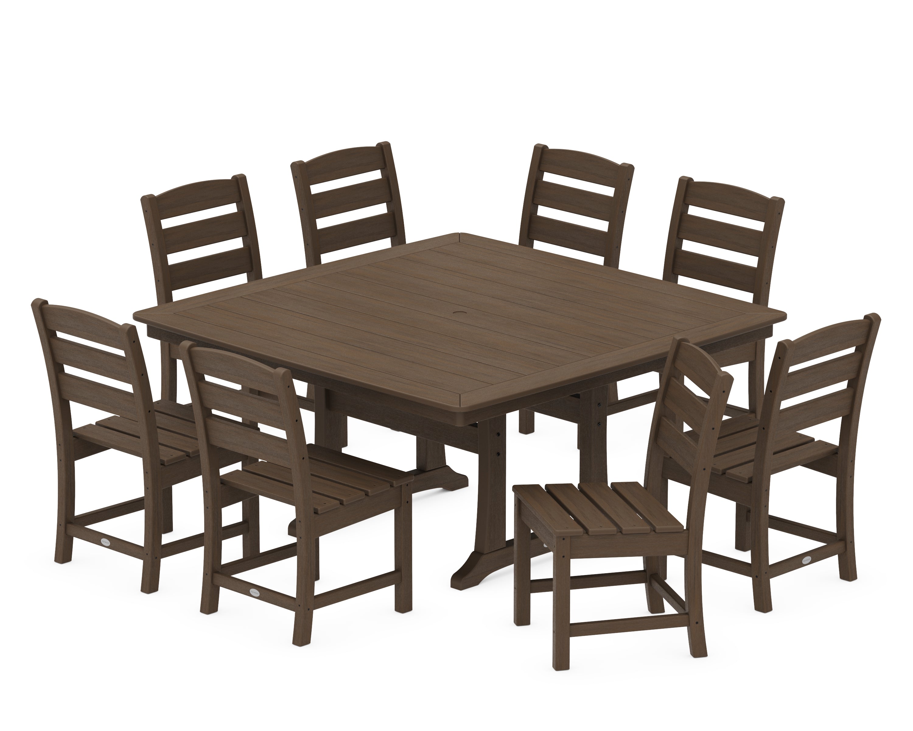 POLYWOOD Lakeside 9-Piece Nautical Trestle Dining Set in Kona