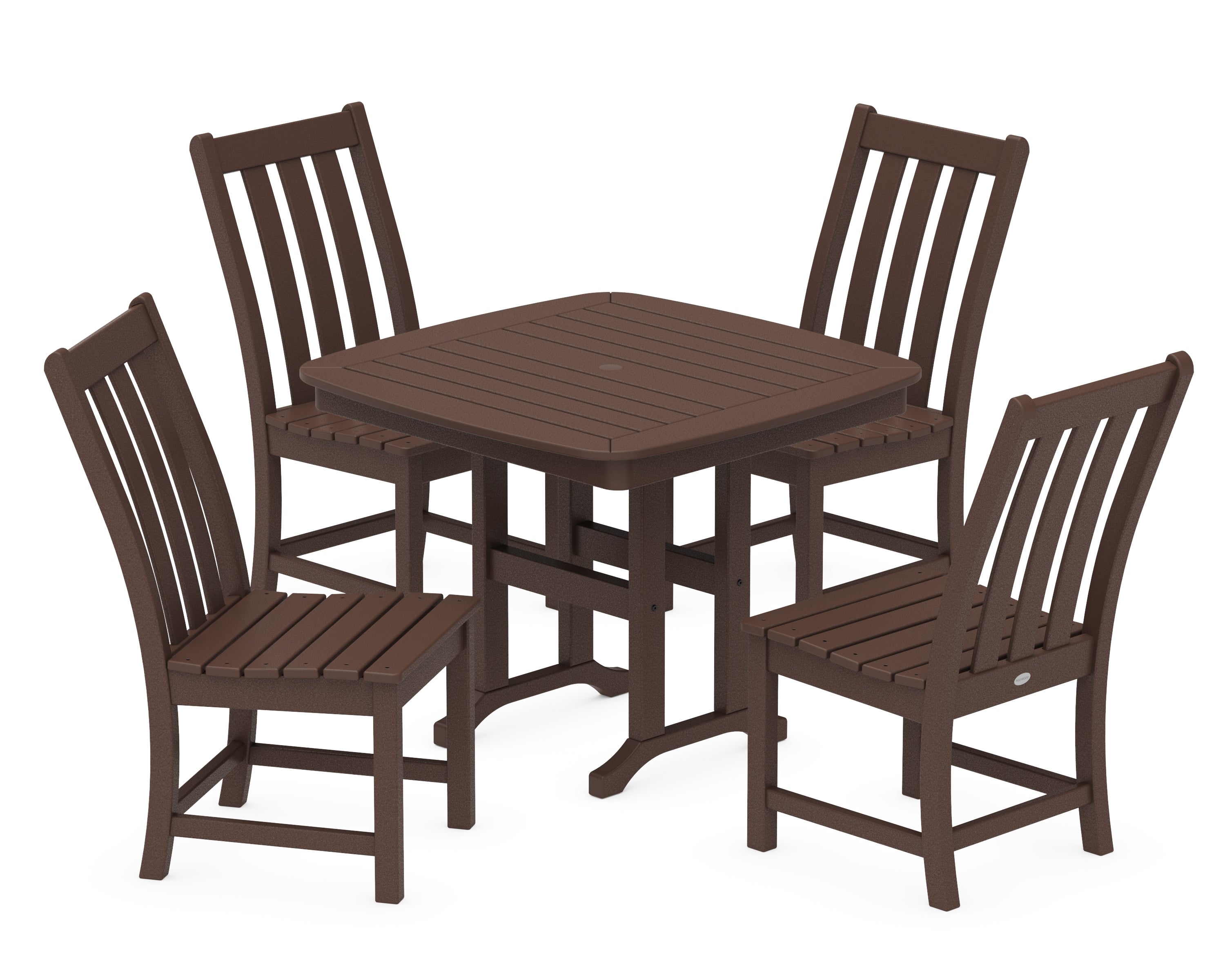 POLYWOOD Vineyard 5-Piece Side Chair Dining Set in Mahogany