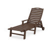 POLYWOOD Nautical Chaise with Arms & Wheels in Mahogany