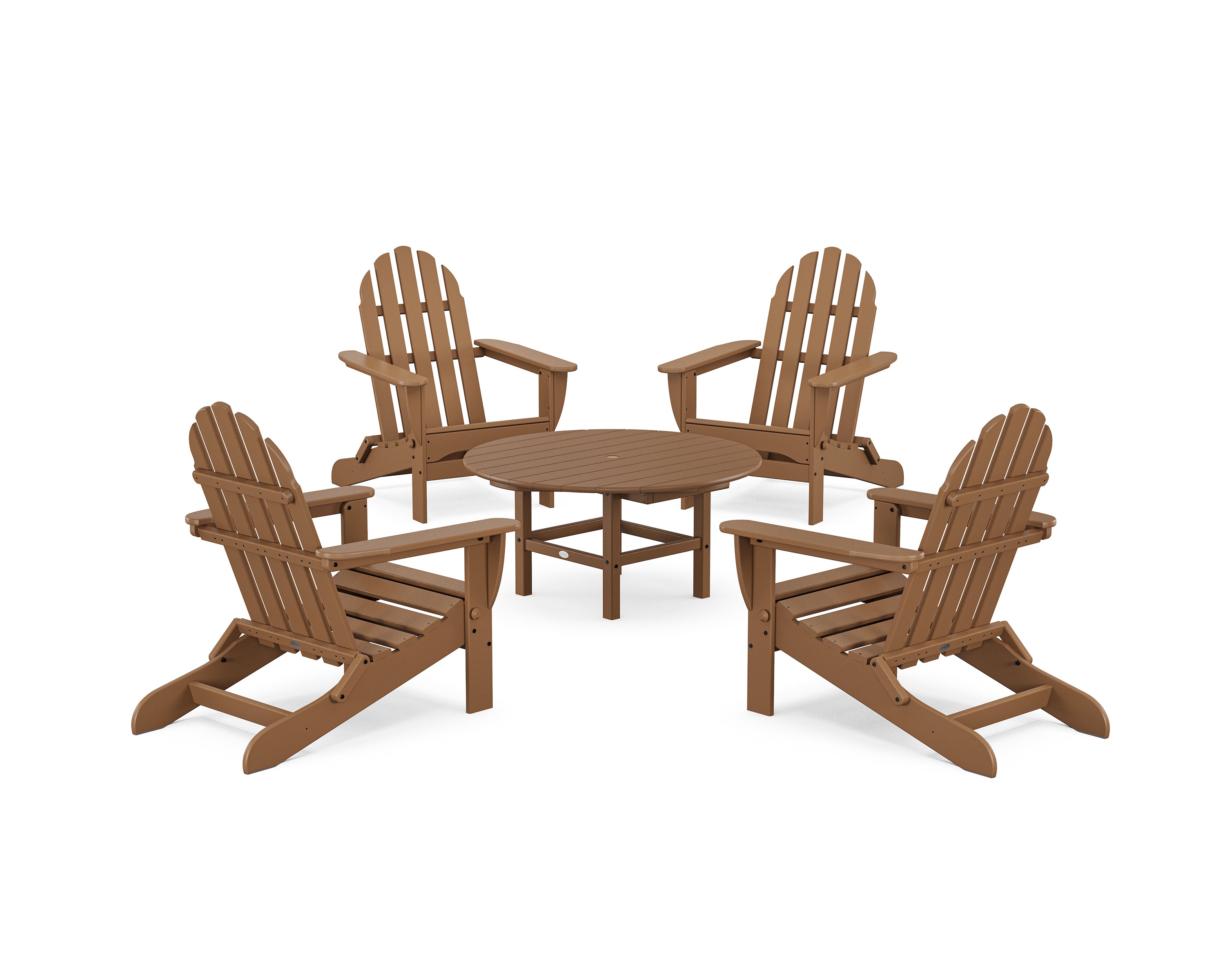 POLYWOOD® Classic Folding Adirondack 5-Piece Conversation Group in Teak